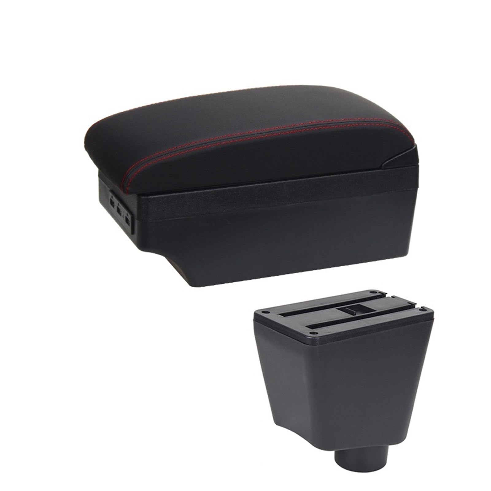 DUEYUU Auto-Armlehnenbox Auto-Armlehnenbox, Zubehör, Aufbewahrung, Nachrüstteile, Dual Layer USB-Ladefunktion, für Renault für Clio 4 für Renault für Captur für Clio 3 III IV(A1 Black red 7USB) von DUEYUU