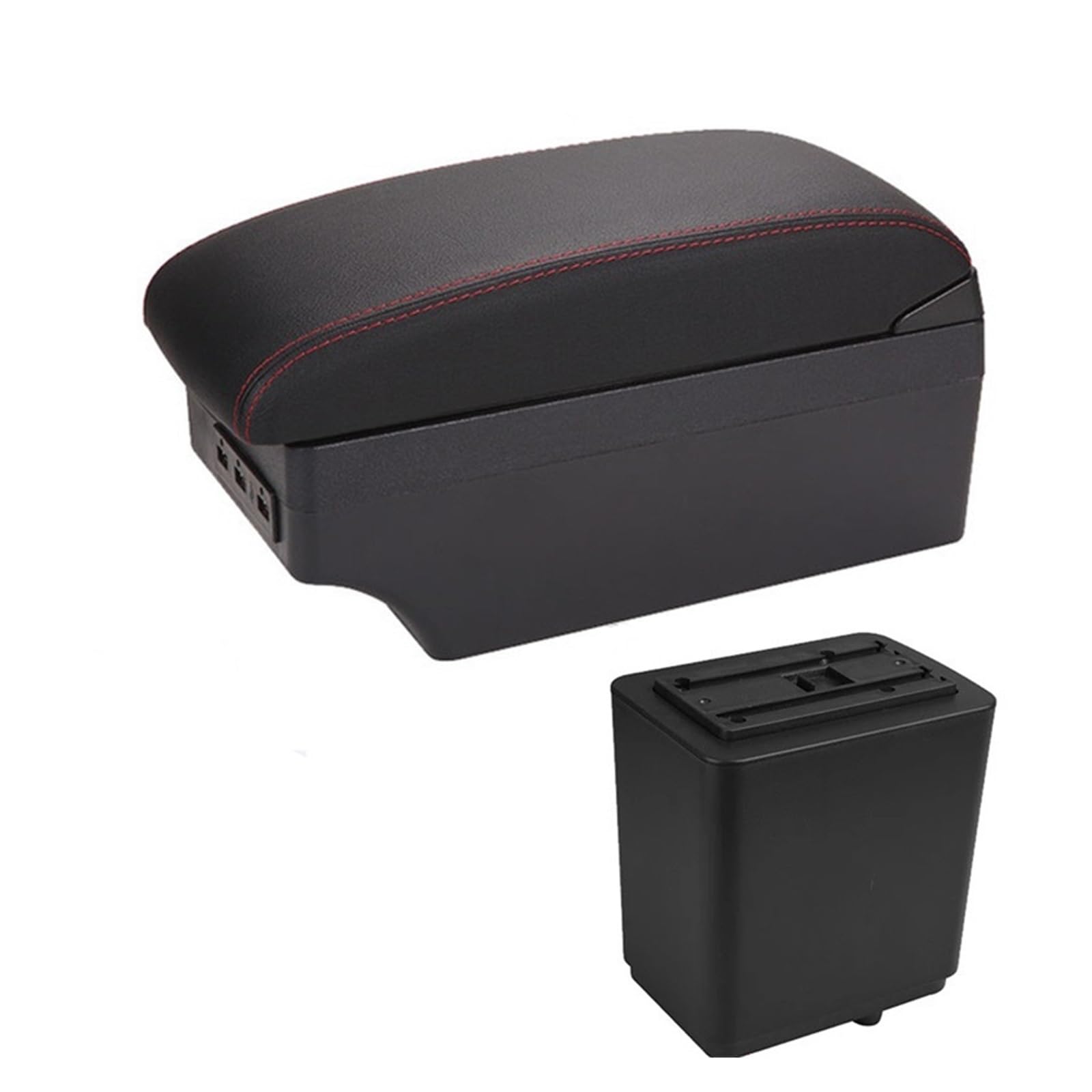 DUEYUU Auto-Armlehnenbox Für Citroen Berlingo Armlehne Nachrüstteile für Peugeot für Partner Tepee Auto Armlehne Aufbewahrungsbox Auto Lade USB LED Zubehör(E1 Red Line) von DUEYUU