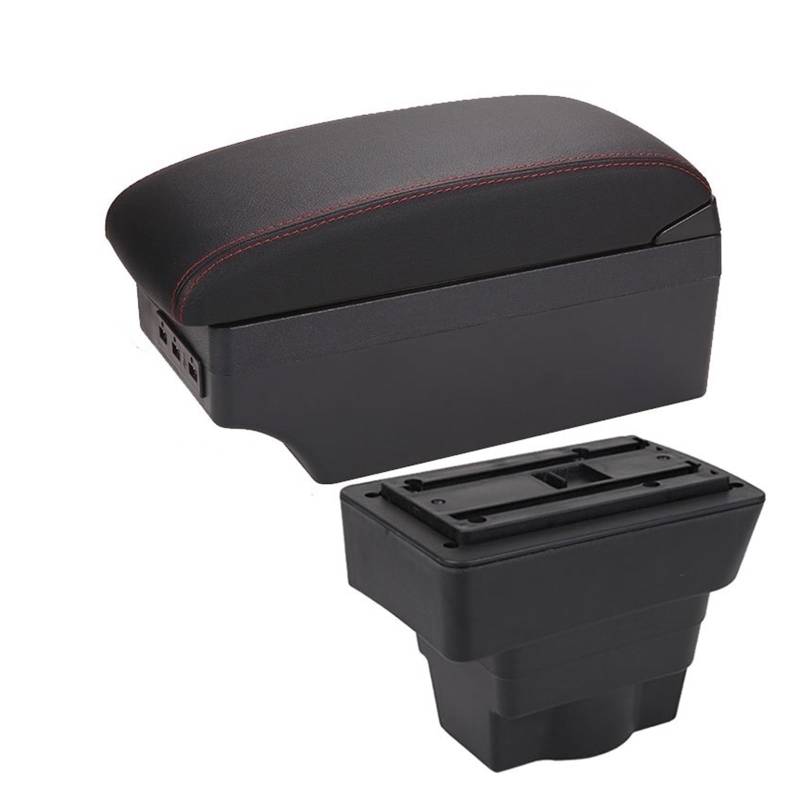 DUEYUU Auto-Armlehnenbox Für Opel für Astra Armlehne Box Nachrüstteile Für Opel für Astra Auto Armlehne Center Storage Box Innendetails Autozubehör USB(A1 Black red 7USB) von DUEYUU