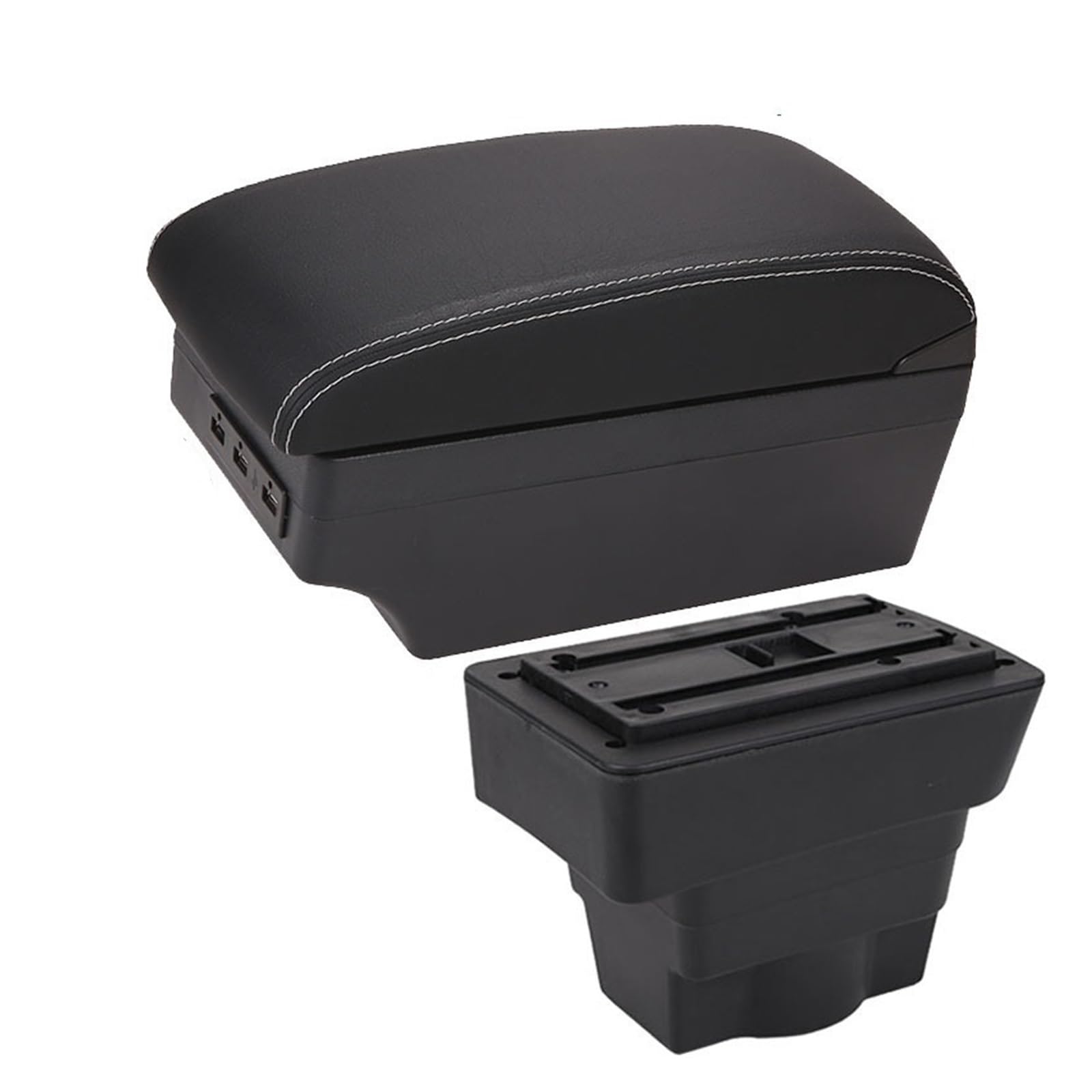 DUEYUU Auto-Armlehnenbox Für Opel für Astra Armlehne Box Nachrüstteile Für Opel für Astra Auto Armlehne Center Storage Box Innendetails Autozubehör USB(A3 Black White 7USB) von DUEYUU