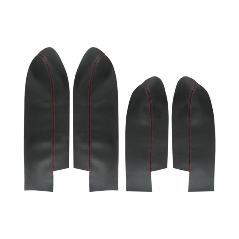 DUEYUU Auto-Armlehnenbox Mikrofaser-Leder-Auto für Sitz-/Tür-Armlehnengriff-Dekorabdeckung für Honda für CRV 2007 2008 2009(4pcs Black-red line) von DUEYUU