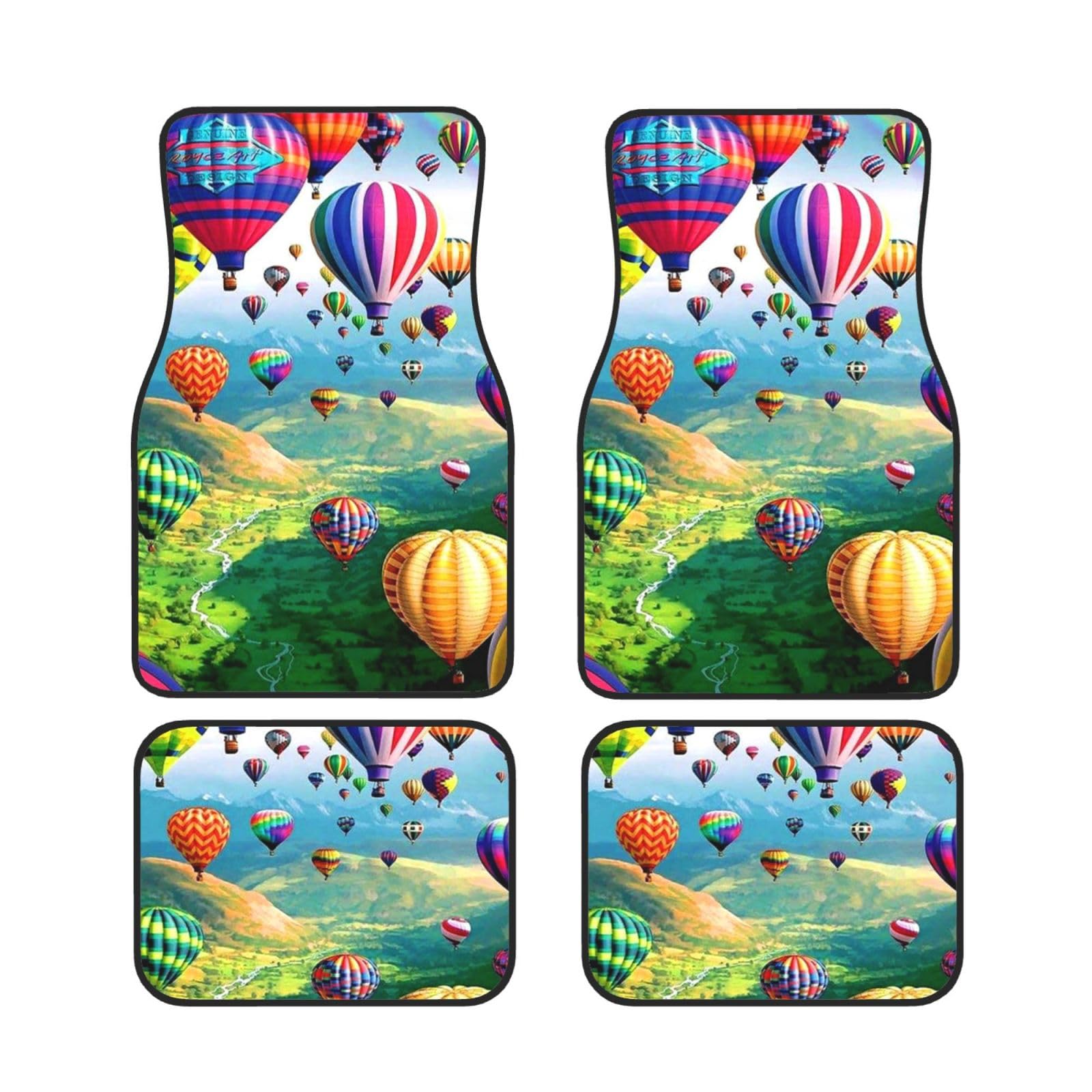 Heißluftballons Druck Auto Fußmatten Set von 4 Stück Allwetter Automotive Front & Rear Foot Carpets Heavy Duty Schutz Automatte von DUORHEV