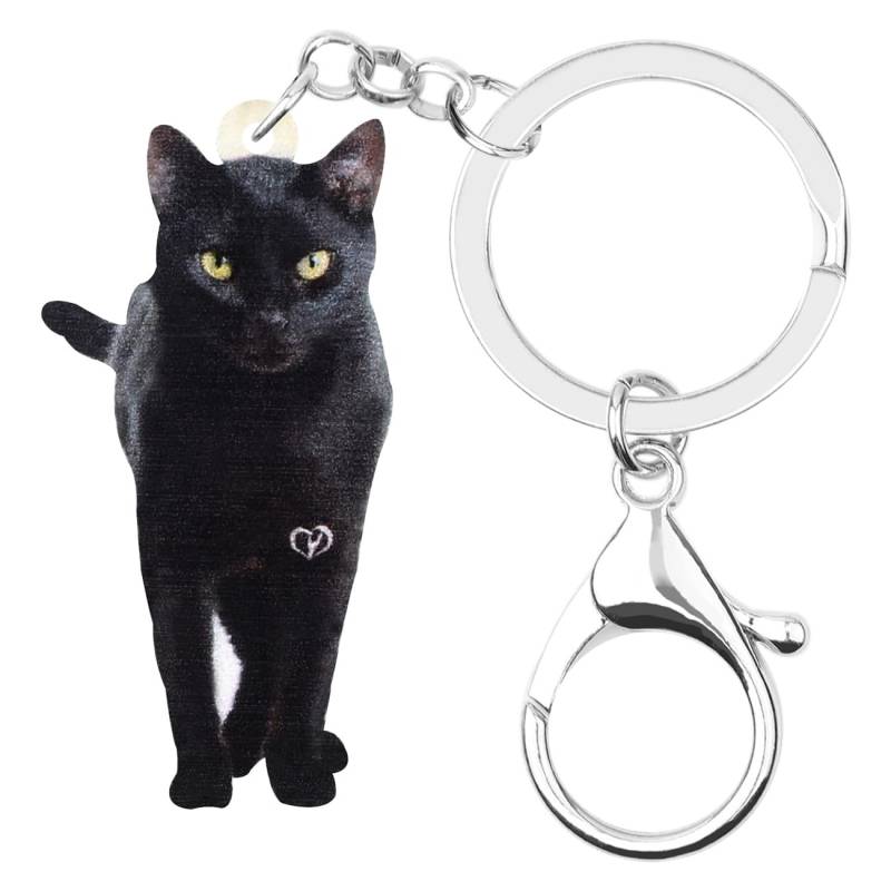 DUOWEI Niedlicher Halloween-Schlüsselanhänger mit schwarzer Katze, Autozubehör für Frauen, Teenager, Mädchen, Charms, Katzengeschenke (Katze S) von DUOWEI