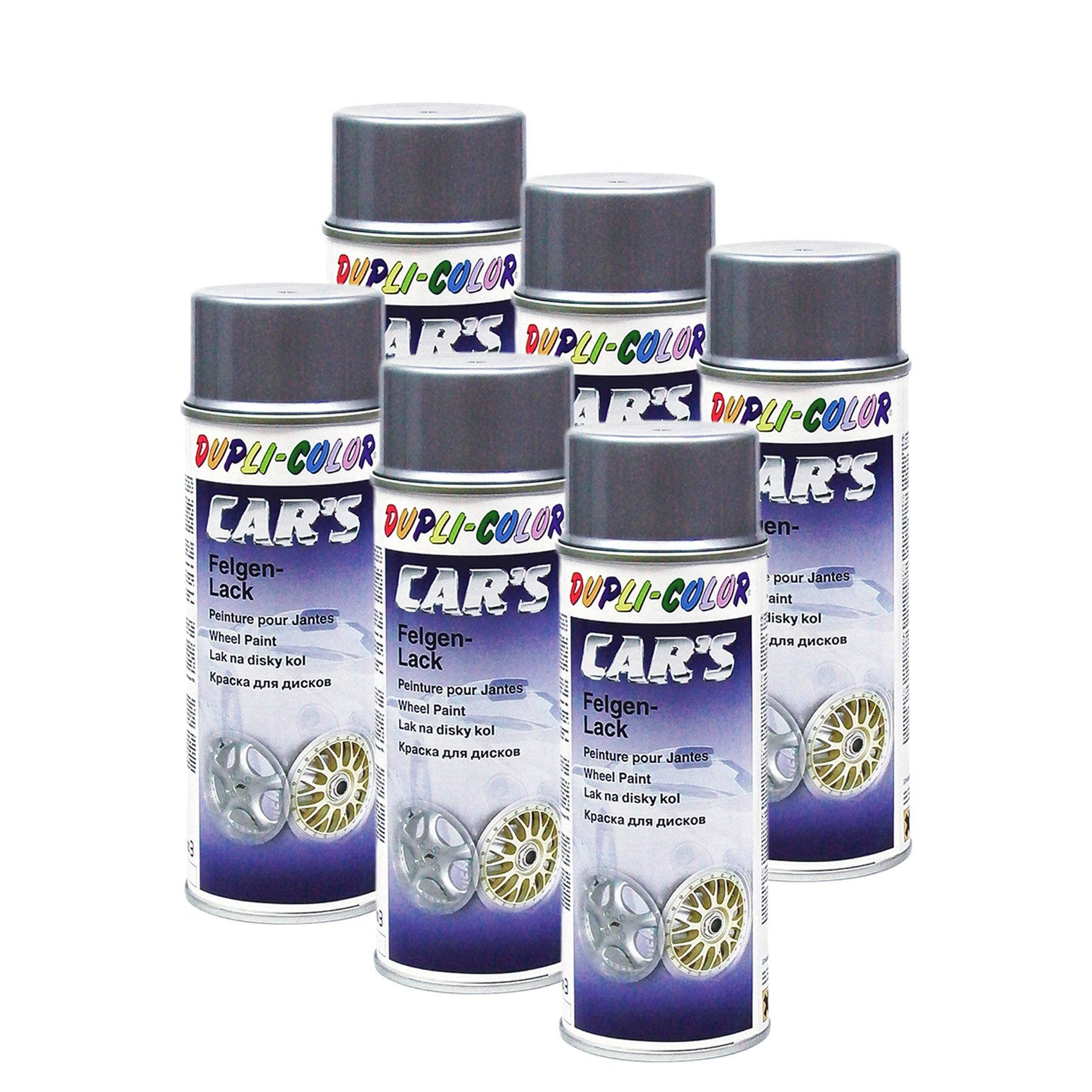 DUPLI_bundle 6X Dupli-Color Cars Felgen Lack Alu Felgensilber 400 ml 385919 von DUPLI_bundle