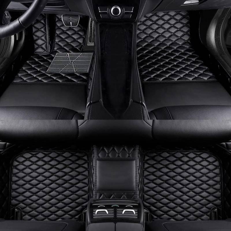 Auto Fußmatten für Audi A8L 5seat 2018 2019 2020 LHD, Leder Anti-Rutsch Fußmatten, Auto All Inclusive Matten wasserdichte Teppich, Auto Allwetter Schutz Zubehör,B Black von DURAGS