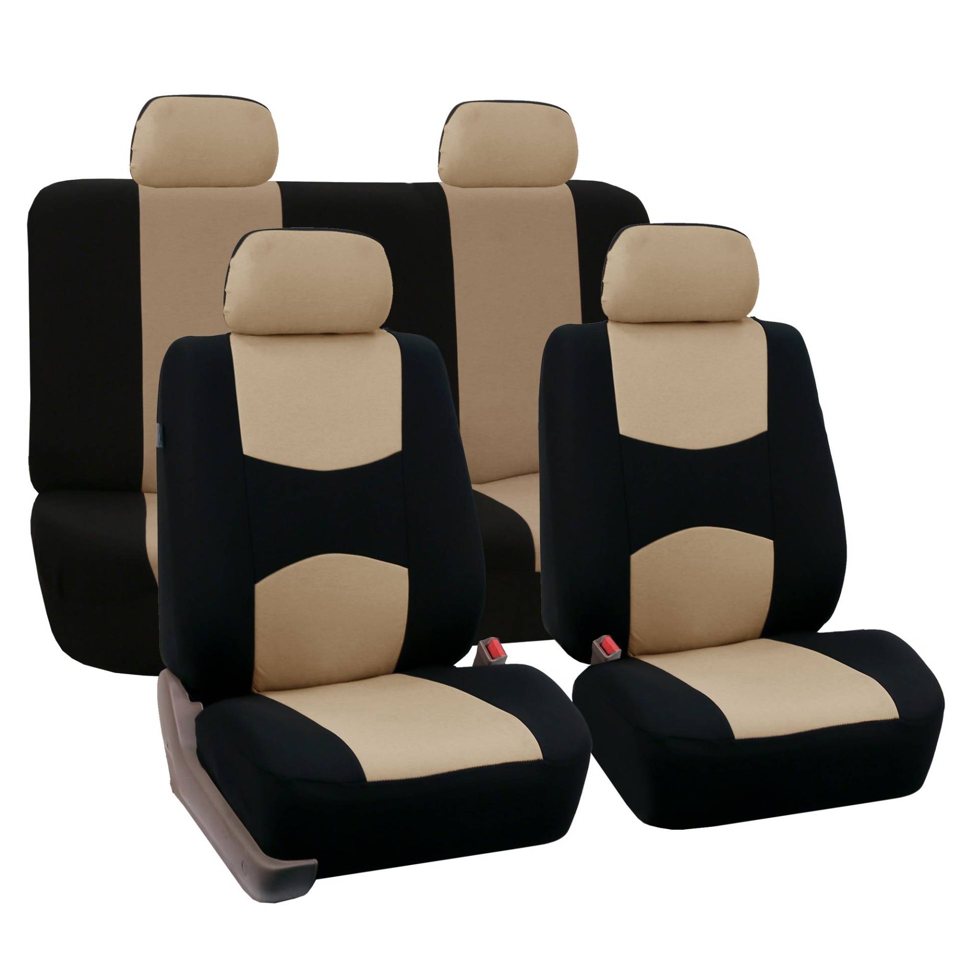 DURAGS Auto Sitzbezüge Sets für FIAT Panda 3 Series (Type 169) 2003-2012, Atmungsaktiv Verschleißfest Autositzbezüge, Kompletter Satz Sitzschoner, Waschbar Innenraum Zubehör,D Beige von DURAGS