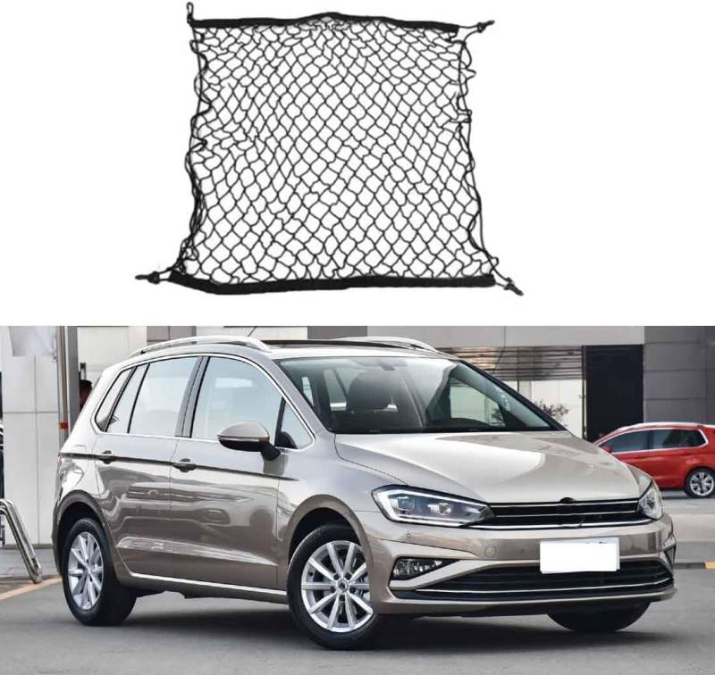 Auto Kofferraum Gepäcknetz für VW Golf Sportsvan 2015-2020, Super Elastisch Kofferraum Gepäck Organizer Netz Nylon Netztasche von DUROD