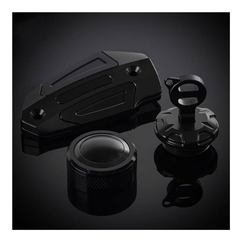 Bremsflüssigkeitsdeckel Für K&awasaki Für Ninja650 Für Ninja 650 2017-2024 Motorrad Vorne Hinten Kupplung Bremsflüssigkeit Reservoir Kappe Anti Diebstahl Füllstoff Abckung(Black) von DUSHUO