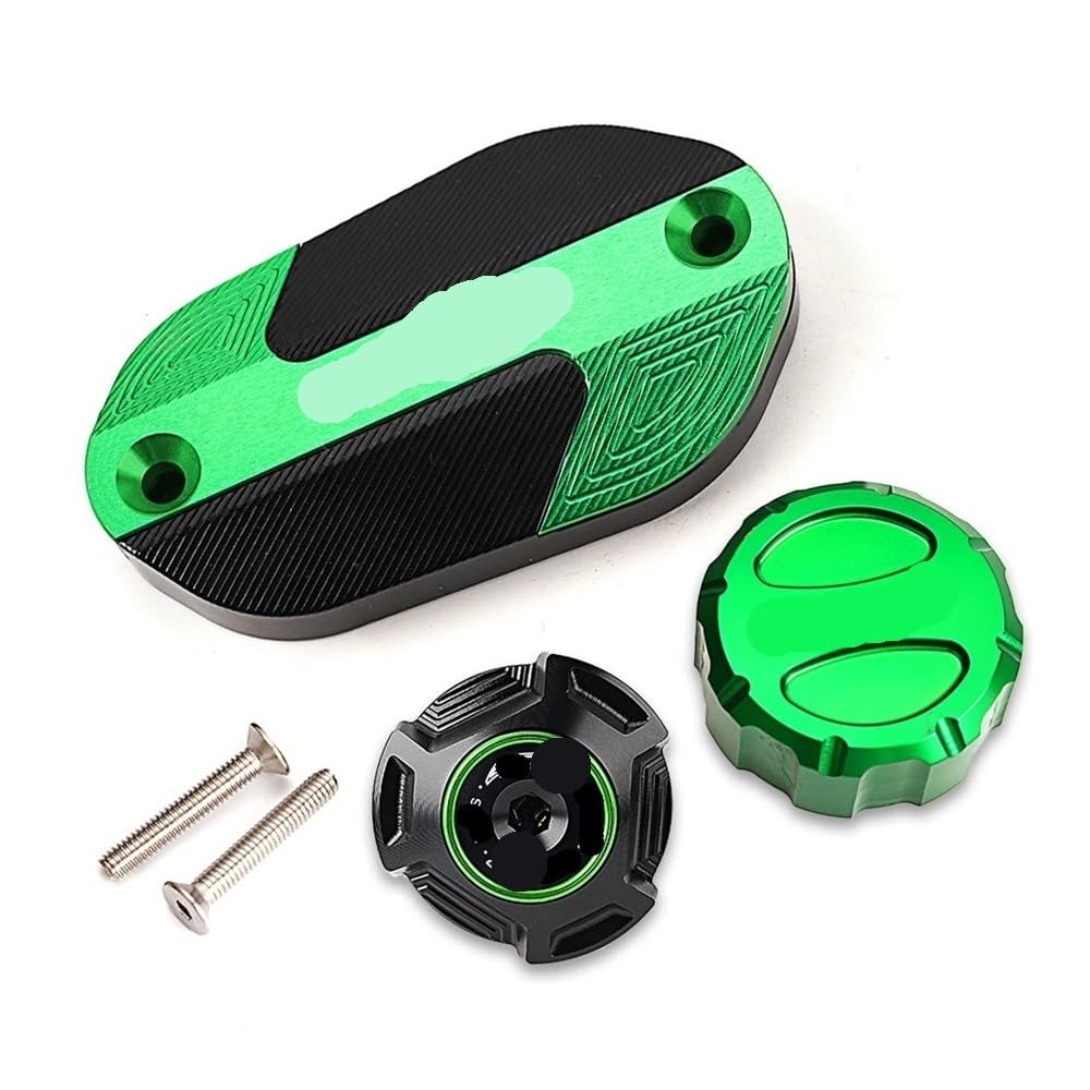 Bremsflüssigkeitsdeckel Für K&awasaki Für Z400 Für Ninja400 Motorrad Zubehör Vorne Hinten Brems Flüssigkeit Reservoir Abdeckung Motoröl Füllstoff Kappe(A Set-Green) von DUSHUO