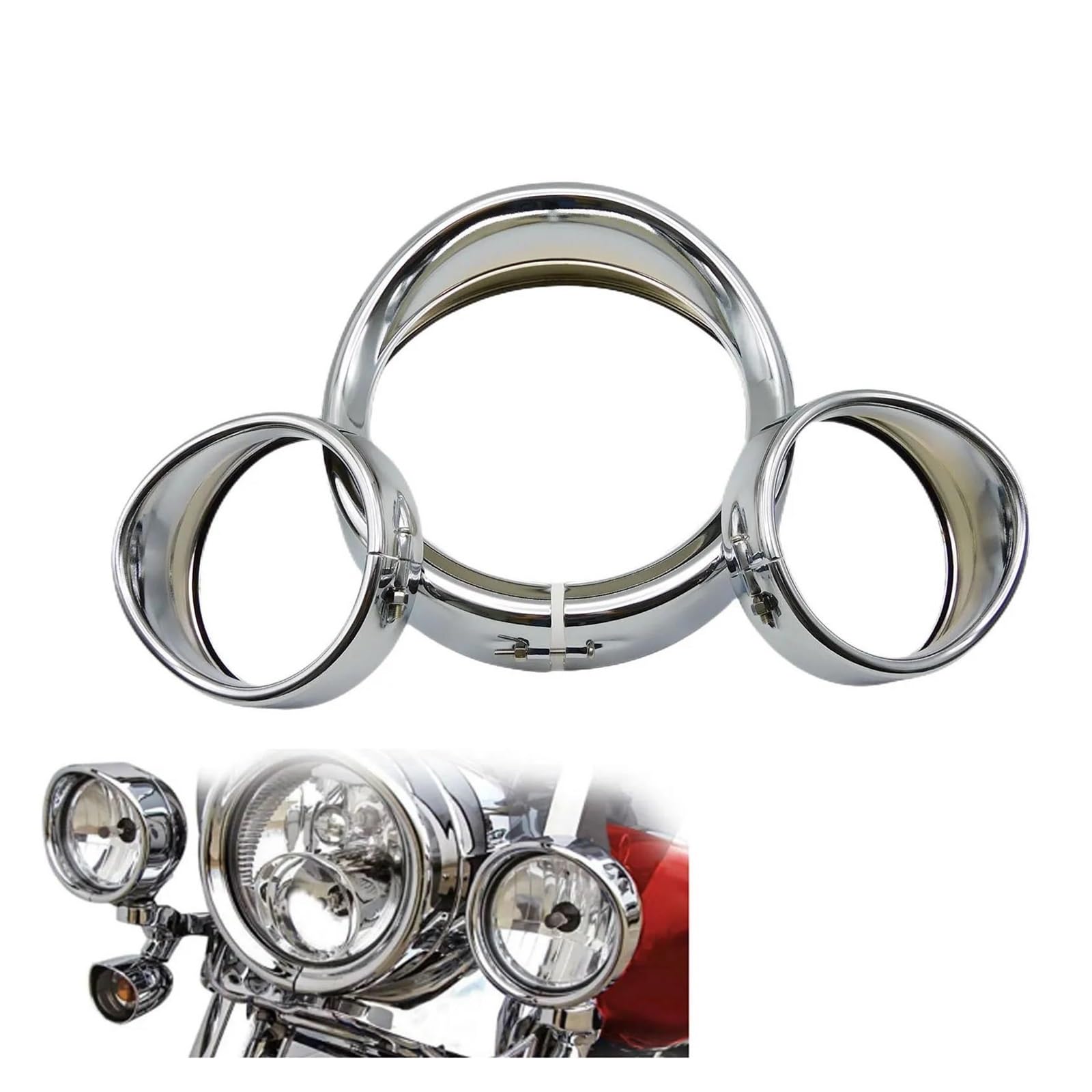 DUSHUO Für Harle&y Für Touring Für Road Für King Glide Für FLH Für Softail Für FLD Motorrad Chrom 7 "Scheinwerfer Trim Ring Visier Stil 4,5" Nebel Licht Abdeckung von DUSHUO