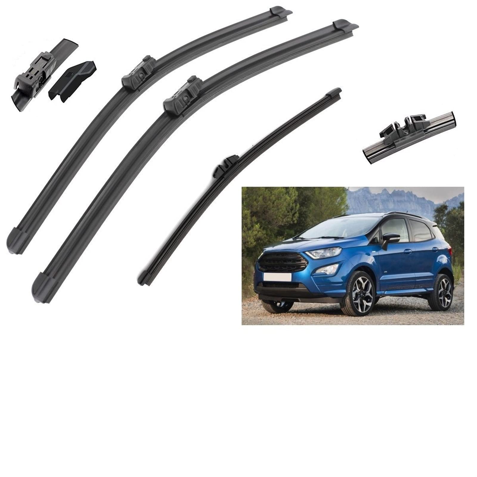 DVOLTS Wischer Scheibenwischer Für Ford Ecosport MK2 II 2017-2021 22 "+ 16" + 11 "vorne Hinten Wischerblätter Bürstenschneider Zubehör von DVOLTS