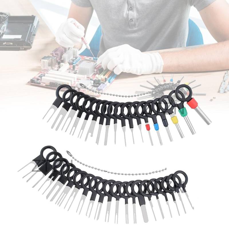 DVONE 38PCS Terminal Ejector Kit, Auspinnwerkzeug Kfz Set Nicht Leicht Verformbar Automatischen Terminals Tool mit Schutzhülle für Meisten Steckverbinder Terminals von DVONE