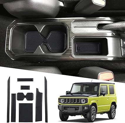 Gummimatten Türschlitzmatte für Suzuki Jimny JB74W 2018-2022, Antirutschmatten Mittelkonsolen Rutschmatten TürnahtMatte Getränkehalter Matte. von DWGVRBC