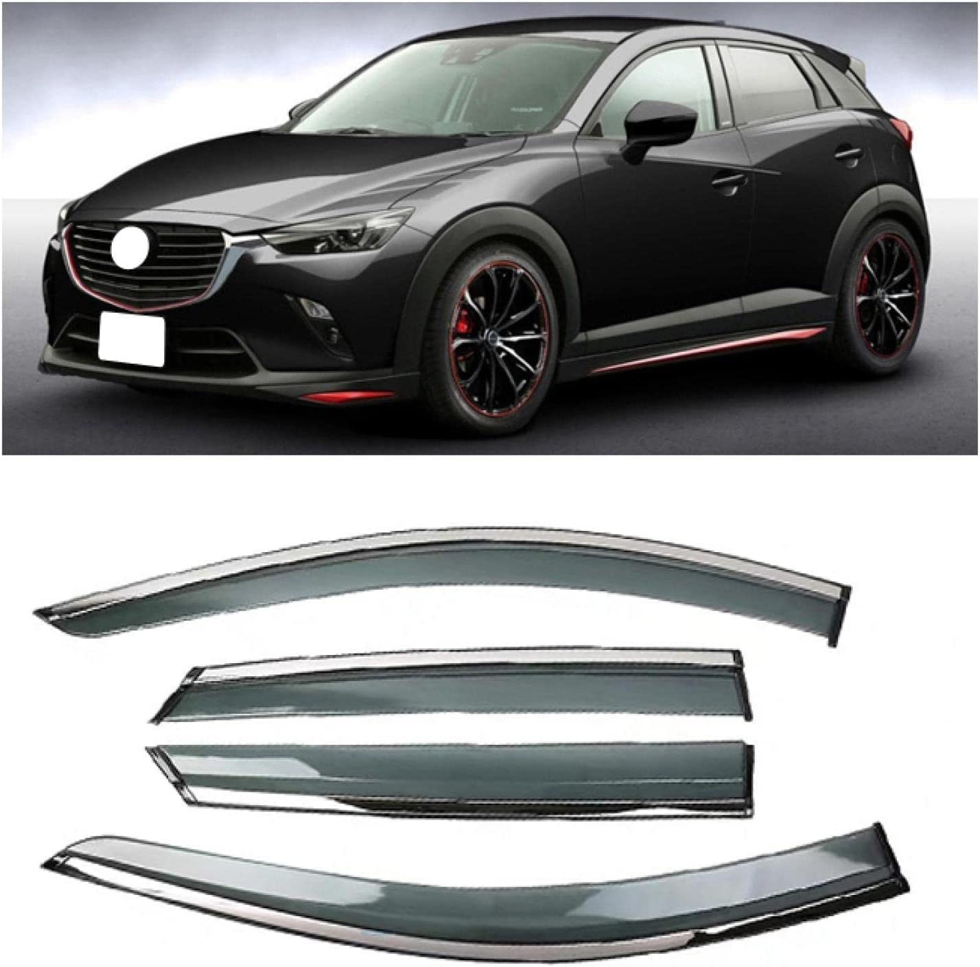 Windabweiser für Mazda CX-3 2014-2019, Windabweiser Regenabweiser, Auto Seitenfenster Visier Abweiser. von DWGVRBC