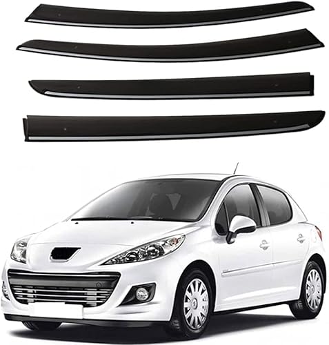 Windabweiser für Peugeot 206 2004-2018, Windabweiser Regenabweiser, Auto Seitenfenster Visier Abweiser. von DWGVRBC