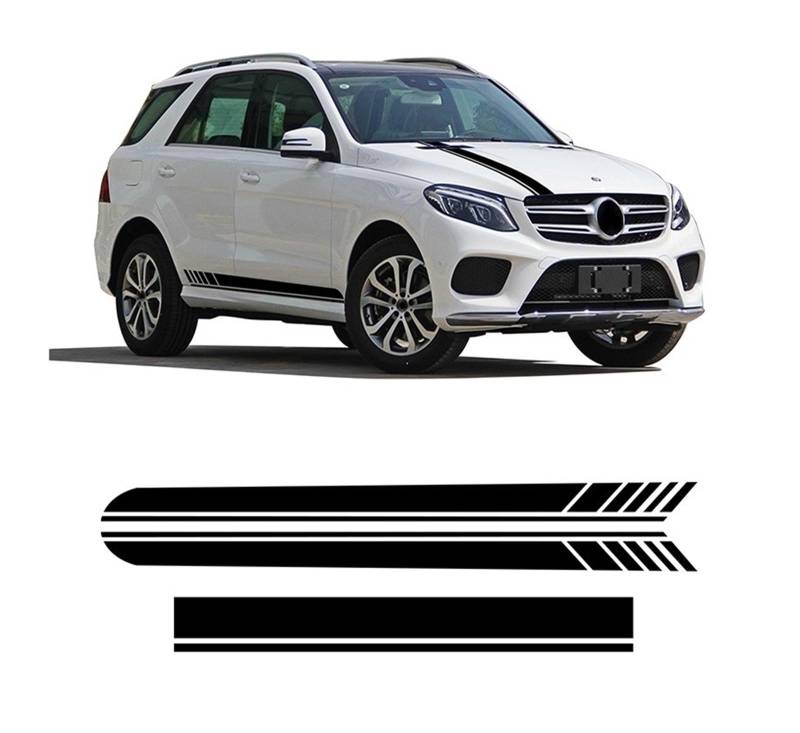 DWPTS 1 AMG Autohaubenaufkleber Seitenstreifen Rockaufkleber kompatibel for Mercedes Benz GLE Klasse W166 W167 C292 Coupe C167 V167 GLE53 GLE63(5D Carbon Black,for W166) von DWPTS