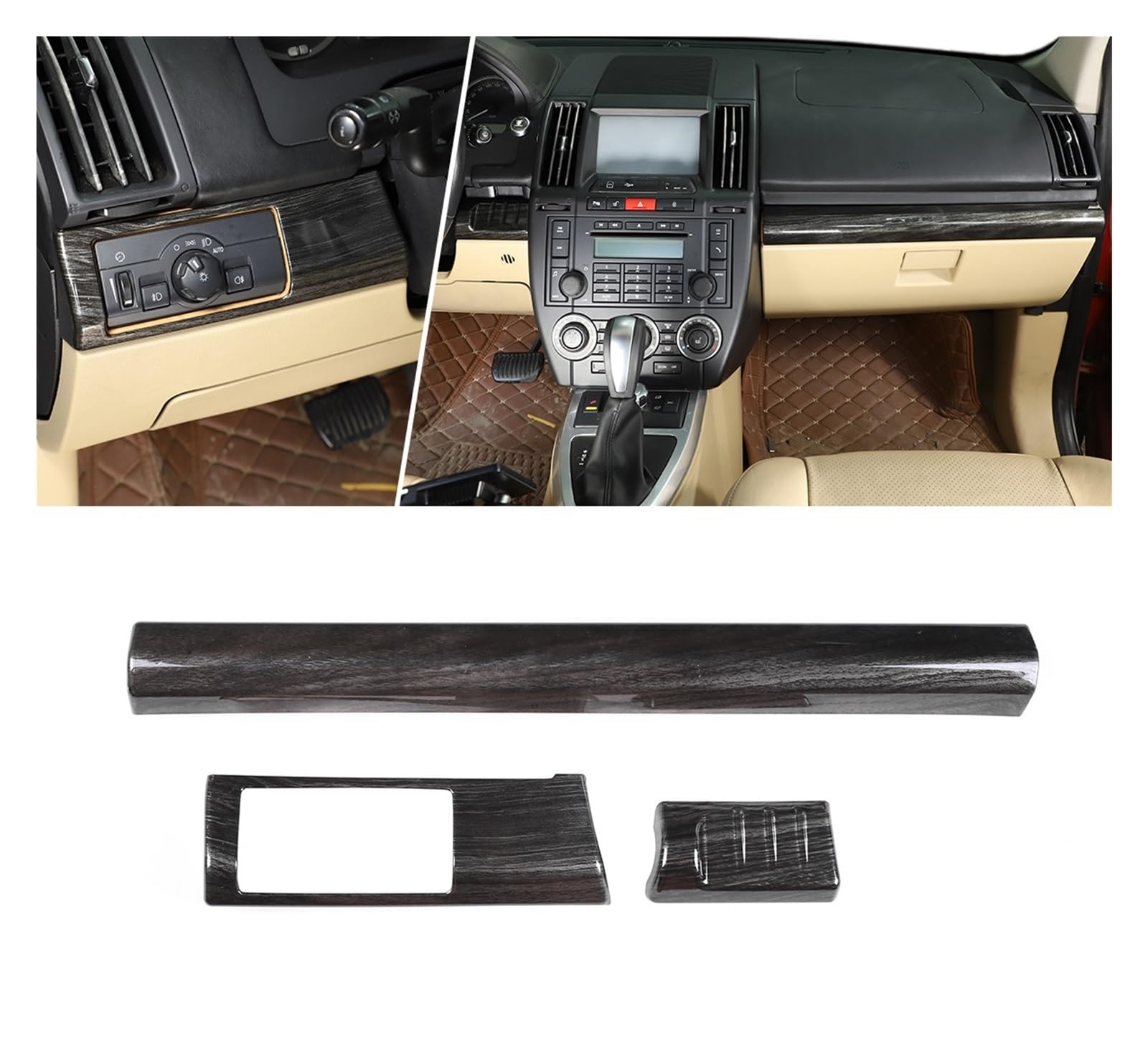 DWPTS ABS Chrom Auto Innen Armaturenbrett Panel Abdeckung Trim Dekoration Aufkleber Kompatibel for Land Rover Freelander 2 2007-2015 Auto Zubehör(Black Wood Grain) von DWPTS