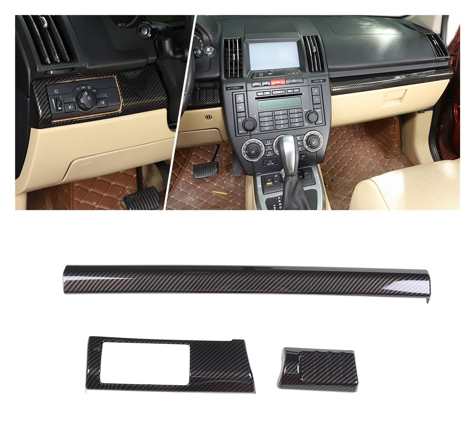 DWPTS ABS Chrom Auto Innen Armaturenbrett Panel Abdeckung Trim Dekoration Aufkleber Kompatibel for Land Rover Freelander 2 2007-2015 Auto Zubehör(Carbon Fiber) von DWPTS