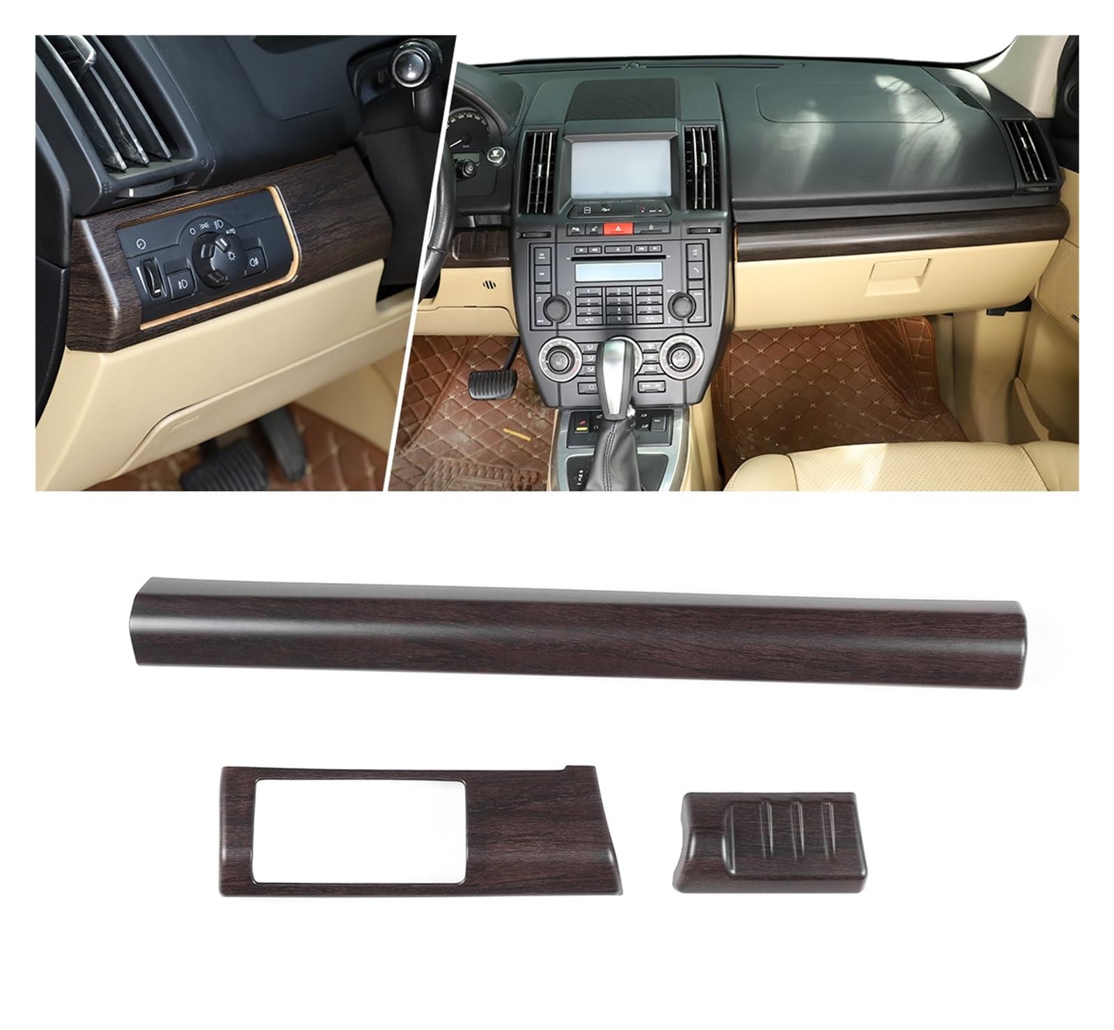 DWPTS ABS Chrom Auto Innen Armaturenbrett Panel Abdeckung Trim Dekoration Aufkleber Kompatibel for Land Rover Freelander 2 2007-2015 Auto Zubehör(Oak Wood Grain) von DWPTS