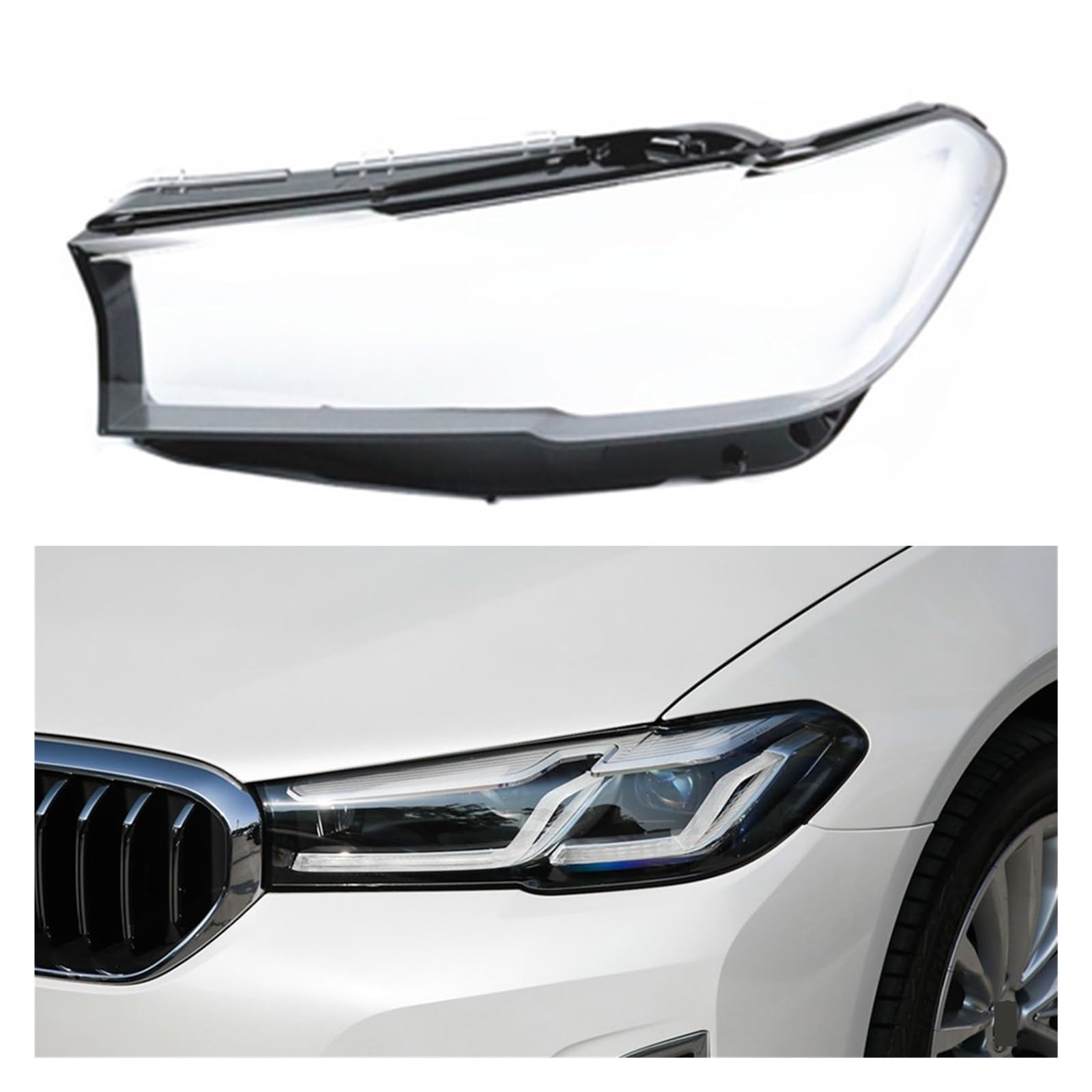 DWPTS Auto Front Glas Objektiv Kappen Scheinwerfer Abdeckung Auto Licht Lampenschirm Lampcover Scheinwerfer Shell Kompatibel for BMW 5 Series G30 G38 2021 2022 2023(Left) von DWPTS