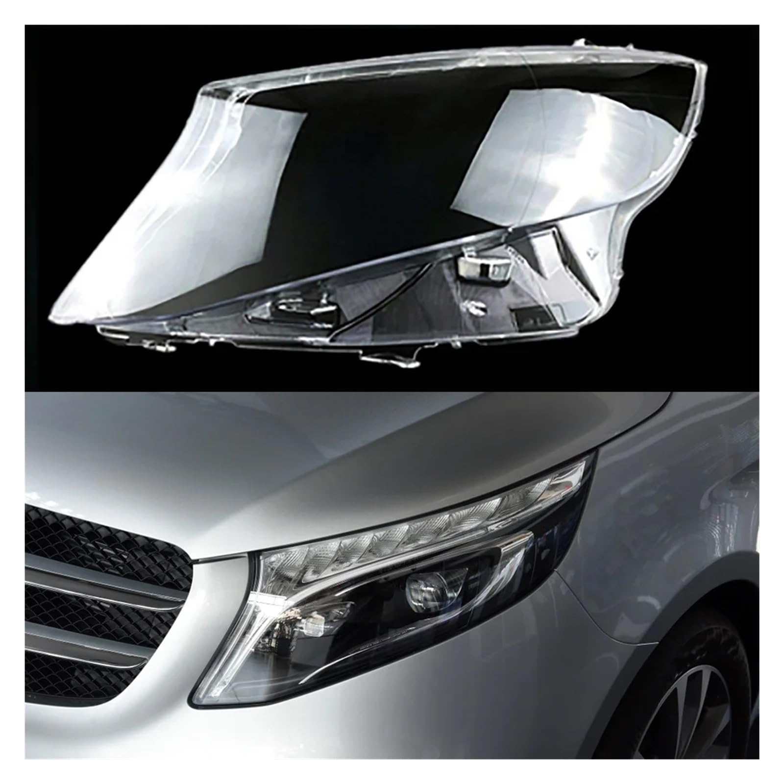 DWPTS Auto Front Objektiv Kappen Scheinwerfer Abdeckung Auto Scheinwerfer Fall Kopf Licht Lampenschirm Shell Kompatibel for Mercedes-Benz Vito V-KLASSE V260 2016~2021(Left-01) von DWPTS