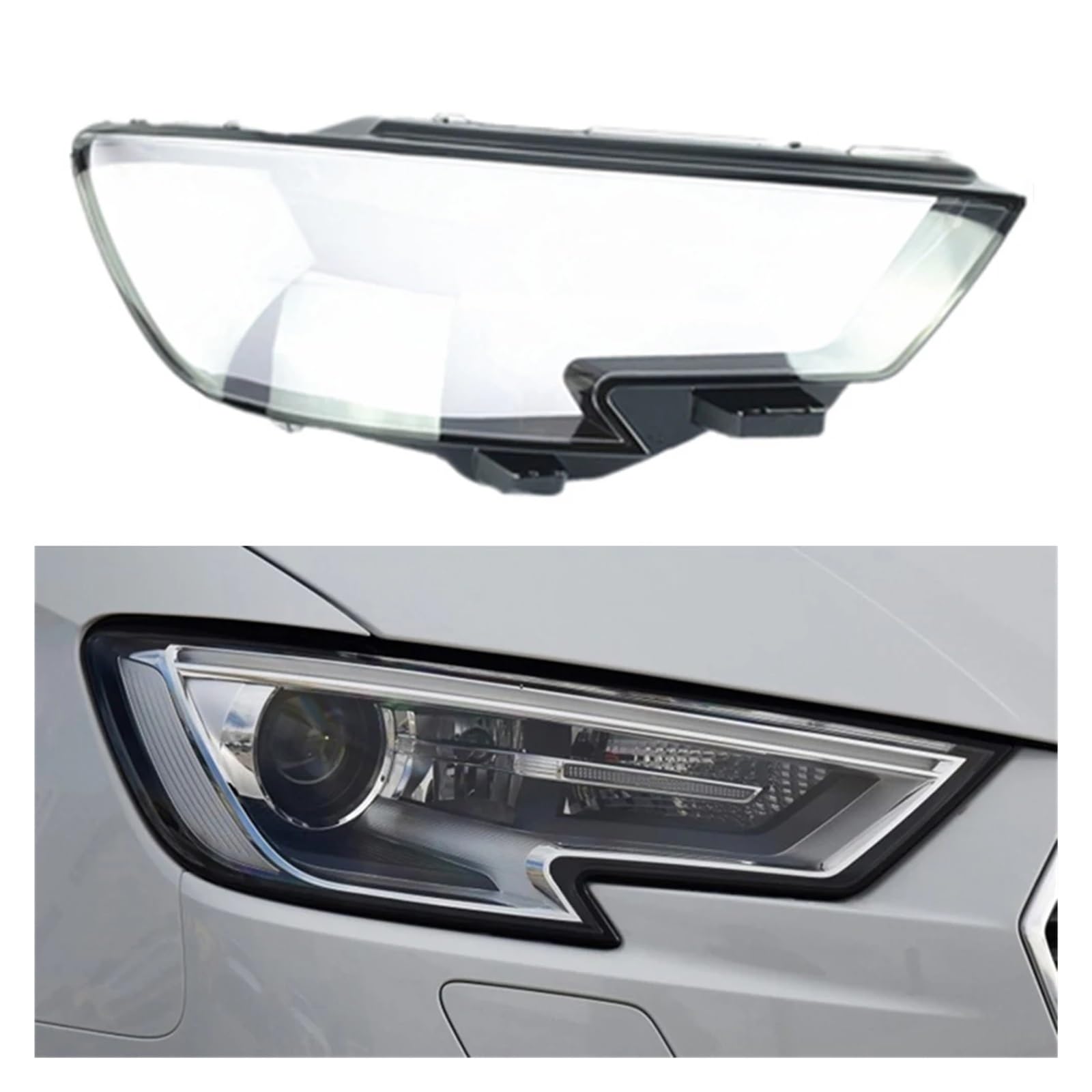 DWPTS Auto Front Transparente Abdeckung Scheinwerfer Fall Glas Shell Lampe Schatten Scheinwerfer Objektiv Abdeckung Kappen Kompatibel for Audi A3 S3 2017 2018 2019 2020(Right) von DWPTS