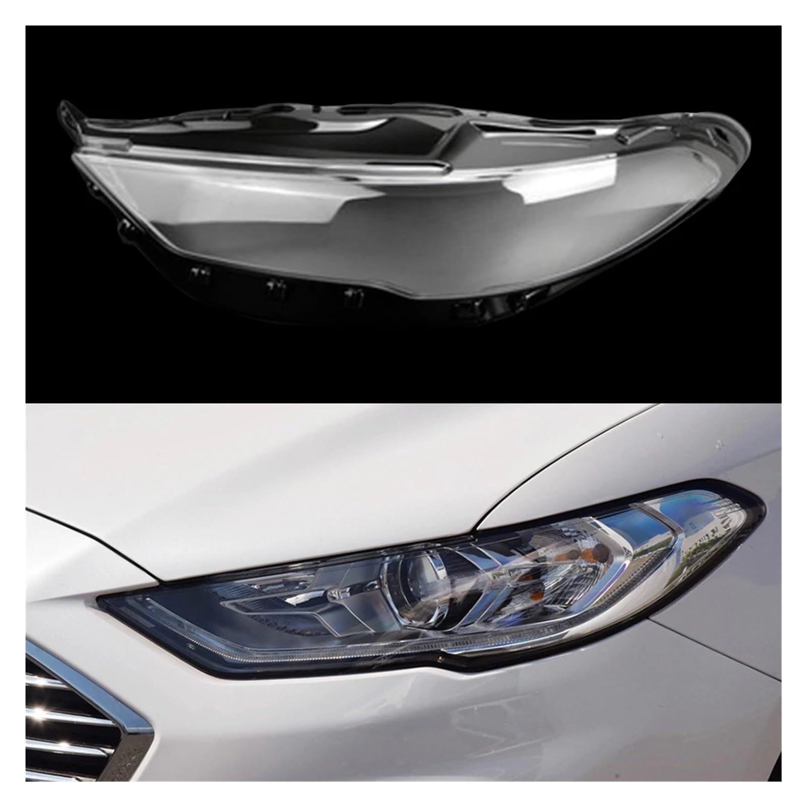 DWPTS Auto Glas Objektiv Scheinwerfer Shell Auto Front Scheinwerfer Abdeckung Licht Kappen Masken Transparent Lampenschirm Kompatibel for Mondeo 2017 2018 2019(Left) von DWPTS