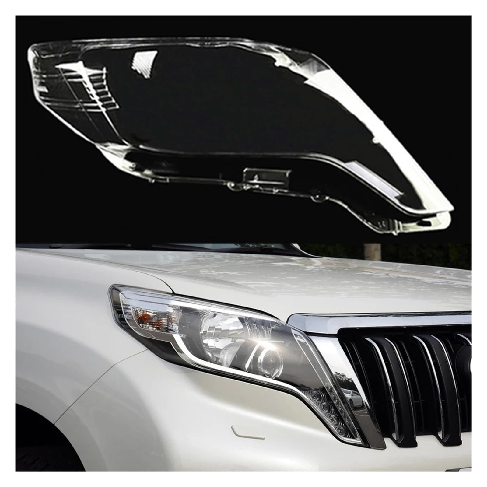 DWPTS Auto Kopf Licht Lampe Fall Kompatibel for Toyota Prado 2014 2015 2016 Glas Objektiv Shell Scheinwerfer Auto Front Scheinwerfer Abdeckung lampenschirm Kappen(Right-01) von DWPTS