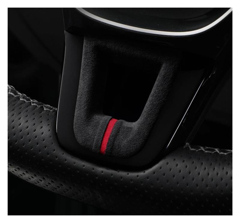 DWPTS Auto Lenkrad Aufkleber Wildleder Geeignet Kompatibel for VW Sagitar Jetta CC Golf Bora Polp Innen Aufkleber Zubehör(Bright red) von DWPTS