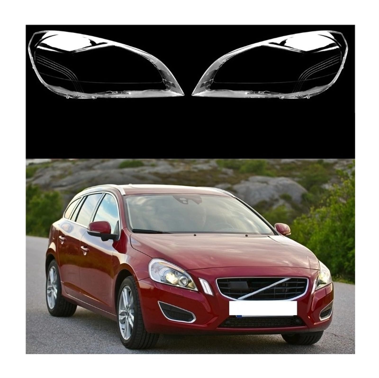 DWPTS Auto Scheinwerfer Glas for Volvo S60 V60 2009 2010 2011 2012 2013 Scheinwerfer Transparent Lampenschirm PVC Objektiv Abdeckung Auto zubehör(Left) von DWPTS