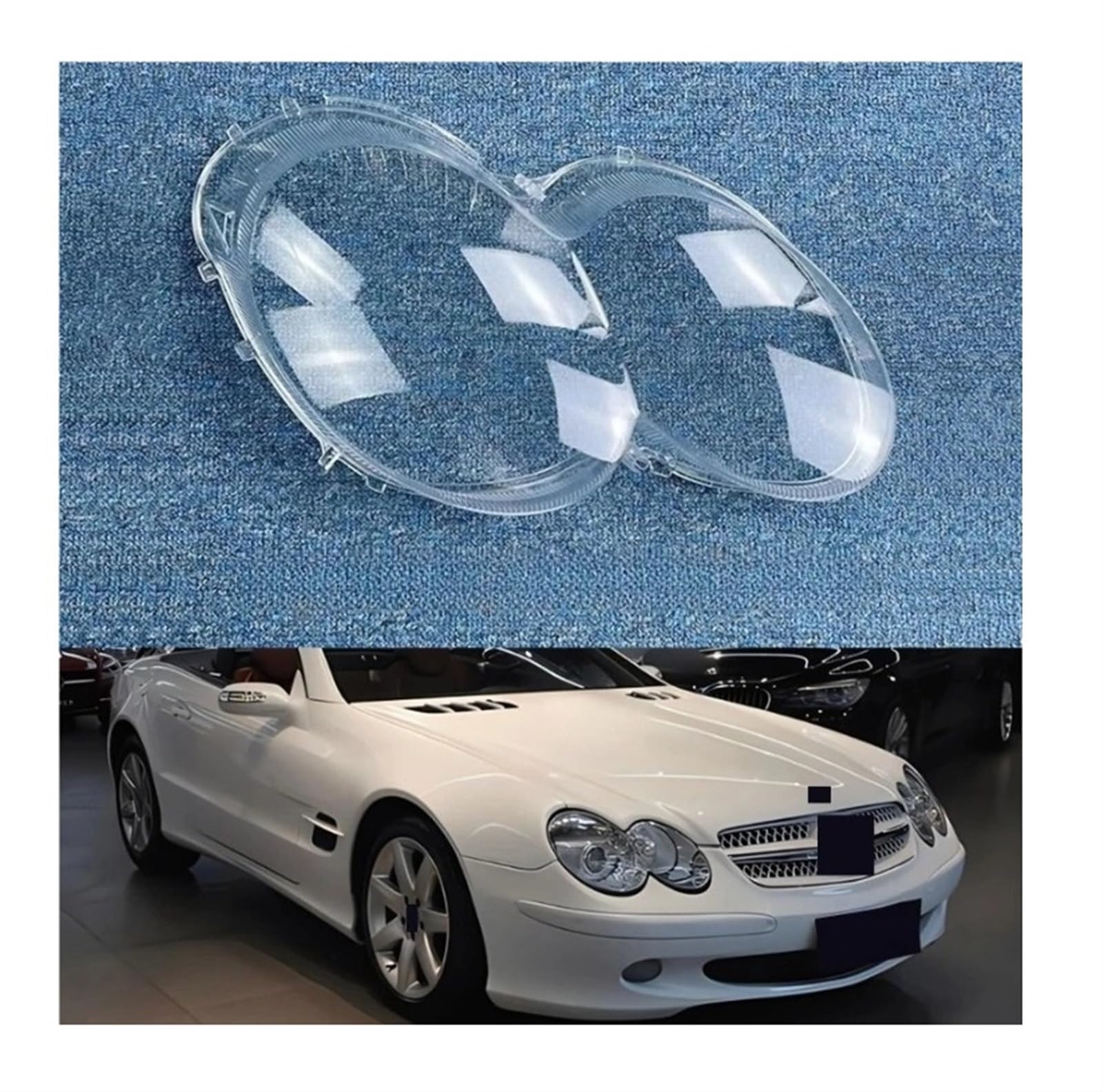 DWPTS Auto Scheinwerfer Objektiv Abdeckung Shell Scheinwerfer Glas Ersetzen Die Original Maske Lampenschirme Kompatibel for Mercedes-Benz SL SL350 SL500 2004-2007(Right) von DWPTS