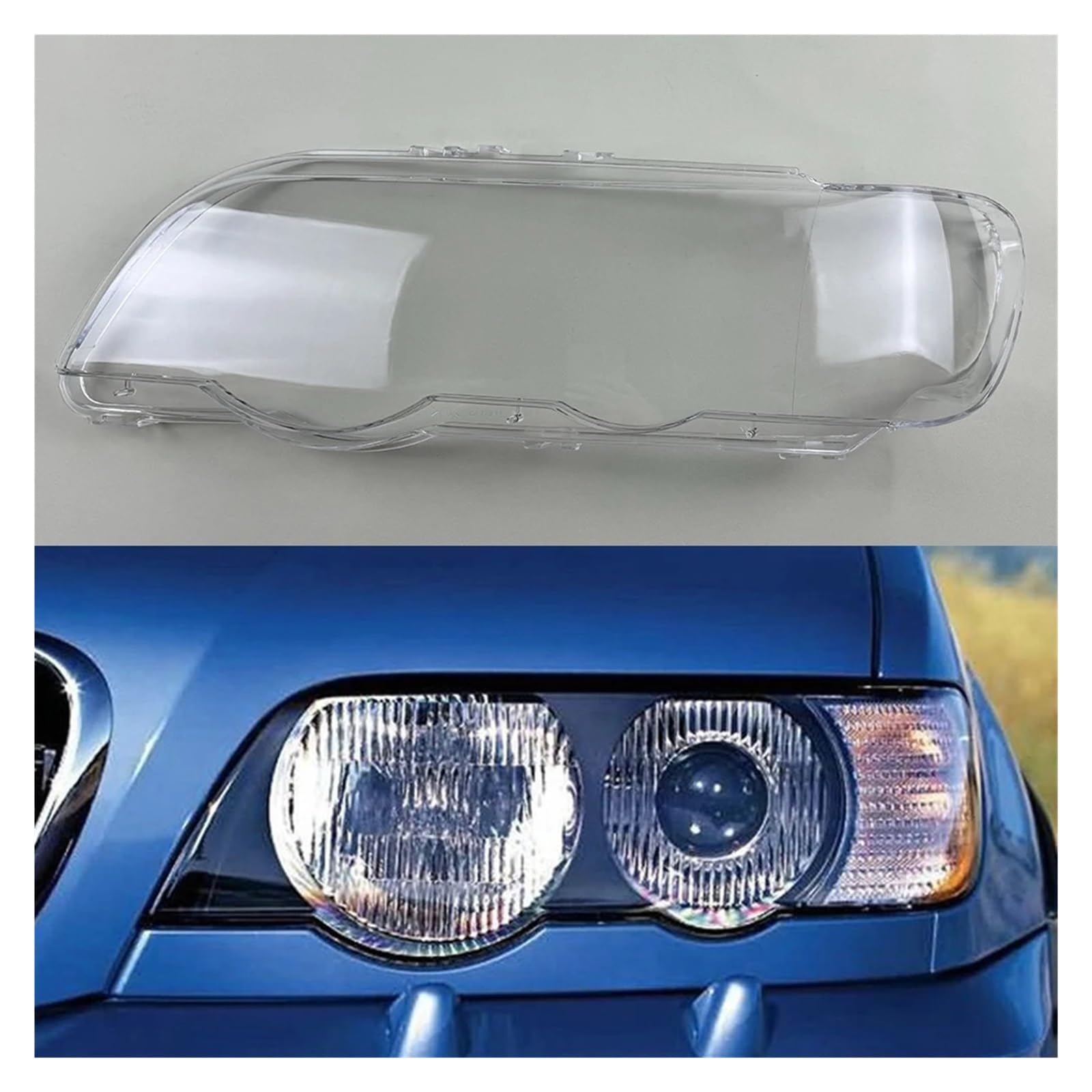 DWPTS Kompatibel for BMW X5 E53 2000–2003, Auto-Ersatz-Scheinwerfergehäuse, Schale, Lichtlampe, Scheinwerfer-Objektivabdeckung, Scheinwerfer, transparenter Lampenschirm(1PCS Left Side) von DWPTS