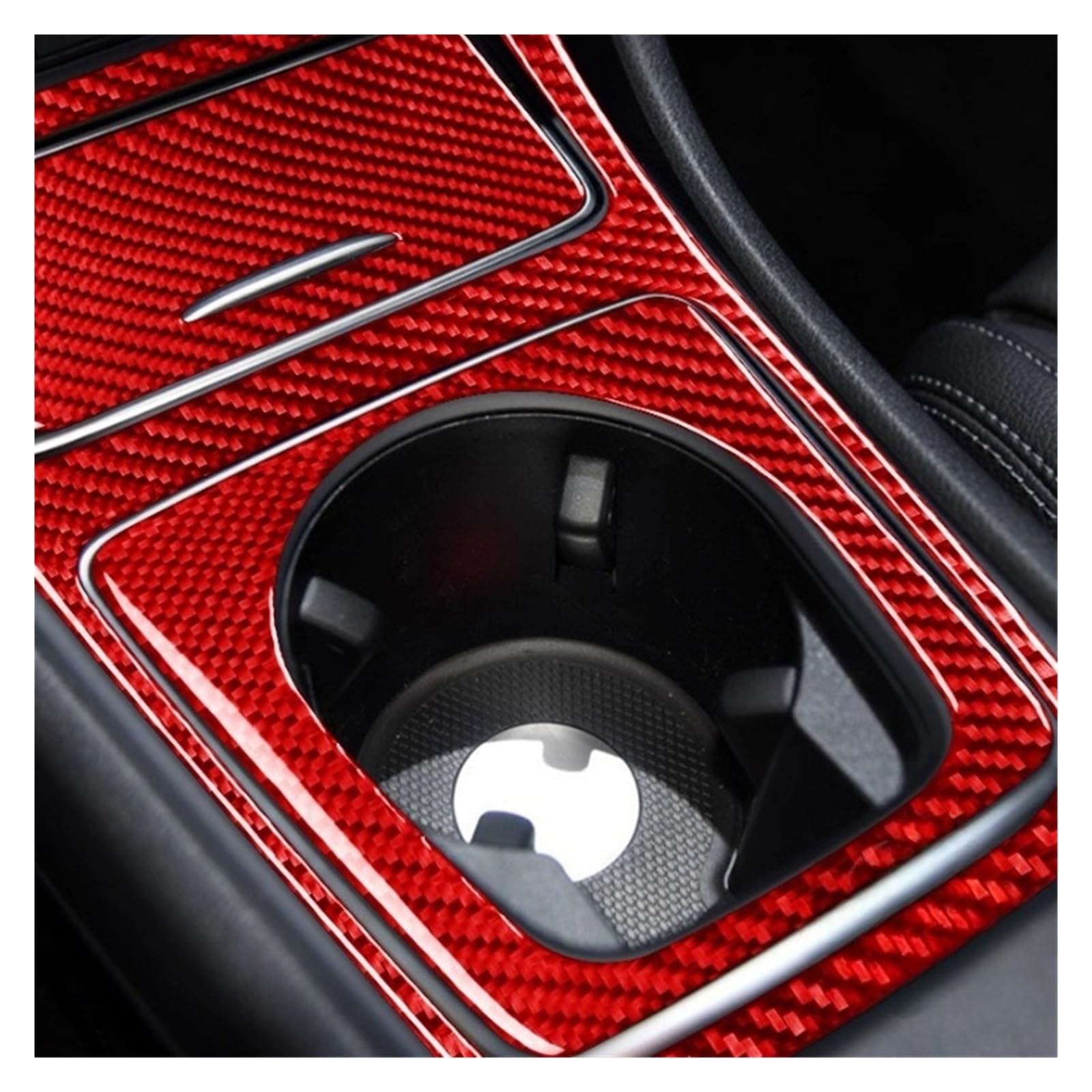 DWPTS Kompatibel for Mercedes-Benz CLA C117 2014–2018 GLA X156 2015–2019 Carbon-Faser-Innenraum, zentraler Getränkehalter, Verkleidung, Aufkleber, Dekoration(Red) von DWPTS