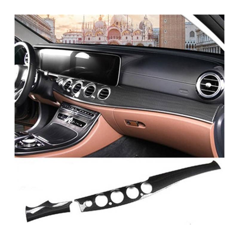 DWPTS Kompatibel for Mercedes Benz E-Klasse W213 2016–18, Innen-Armaturenbrett-Panel-Dekorationsabdeckung, Kohlefaser-Farbverkleidungsaufkleber, Autozubehör(with Lights Spoiler) von DWPTS