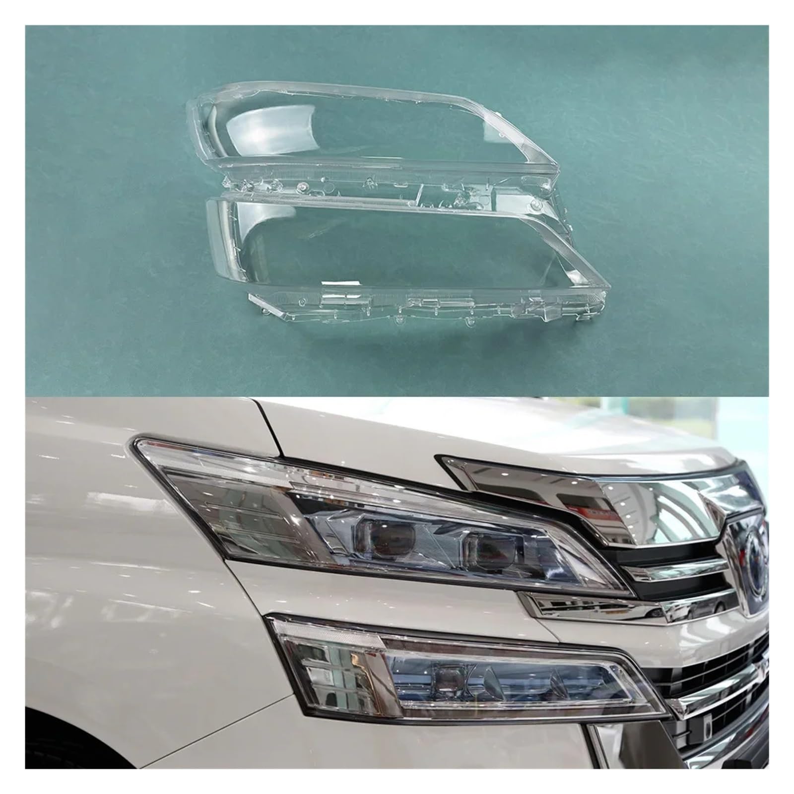 DWPTS Lampenschirm Kompatibel for Toyota Vellfire 2018-2021 Front Scheinwerfer Abdeckung Transparent Maske Scheinwerfer Lampe Shell(Right) von DWPTS