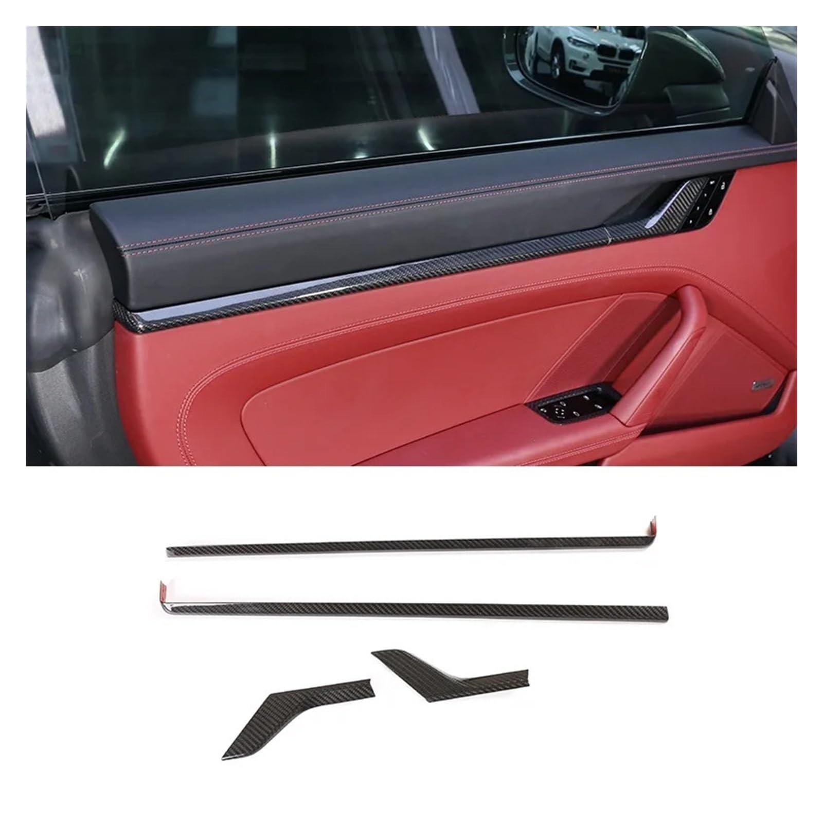 DWPTS Real Carbon Fiber Auto Innen Dekorative Tür Panel Aufkleber Abdeckung Moulding Trim Zubehör Kompatibel for Porsche 911 2019-2023(4pcs Set) von DWPTS