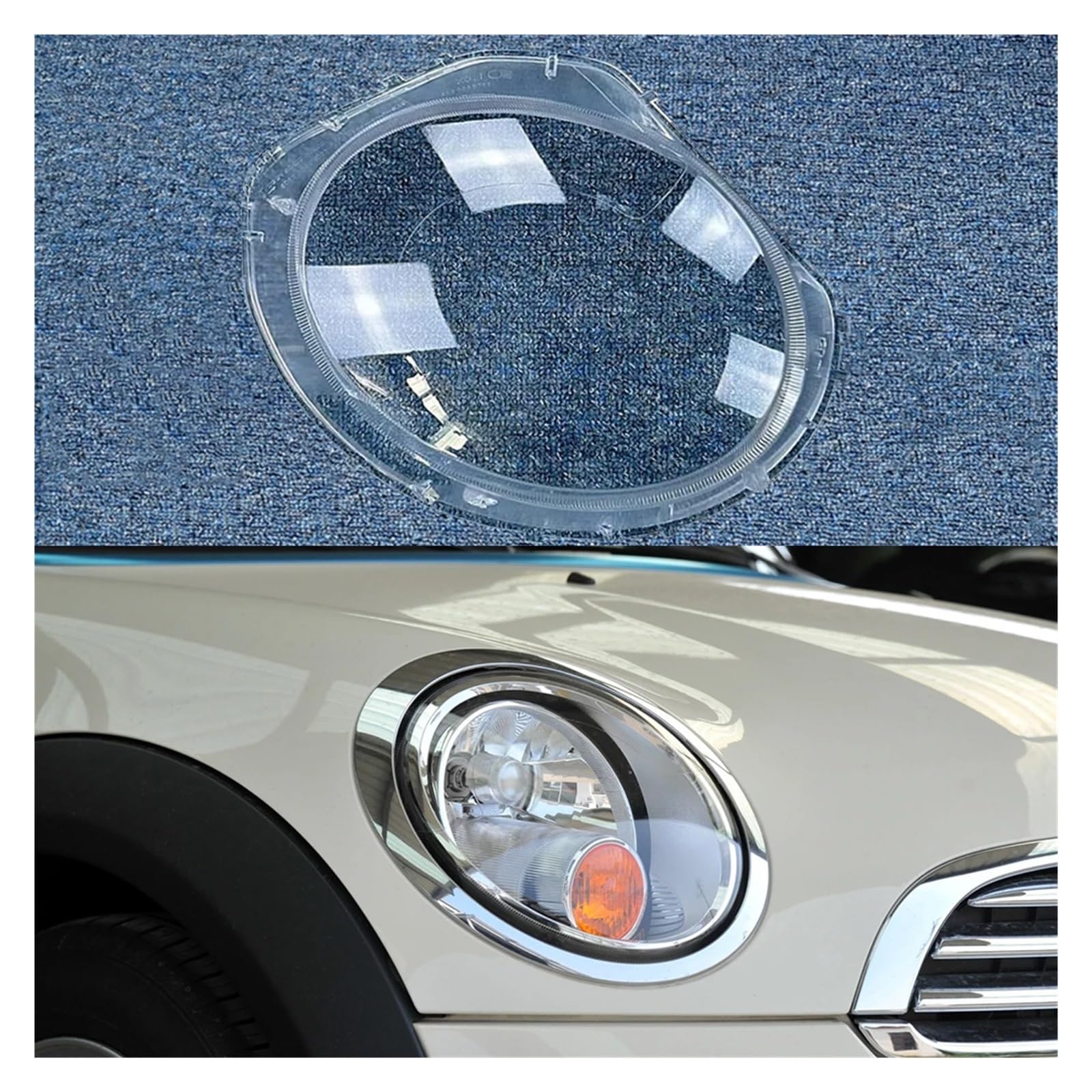 DWPTS Scheinwerferkappen, kompatibel mit BMW Mini R55 R56 2007–2013, Auto-Scheinwerferabdeckung, transparenter Lampenschirm, Lampenabdeckung, Kopflampenlicht, Glasschale(Low Right) von DWPTS