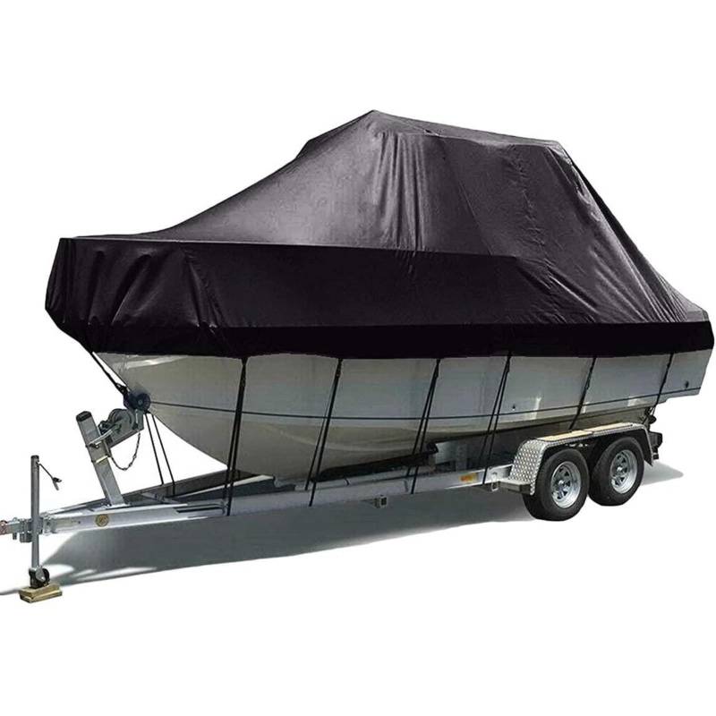 11-24ft Bootsabdeckung, wasserdichte Oxford-Stoff-Bootsabdeckung 300D Bootsabdeckung for V-Rumpf-Fischerboot(Black,420x270cm) von DWSSX