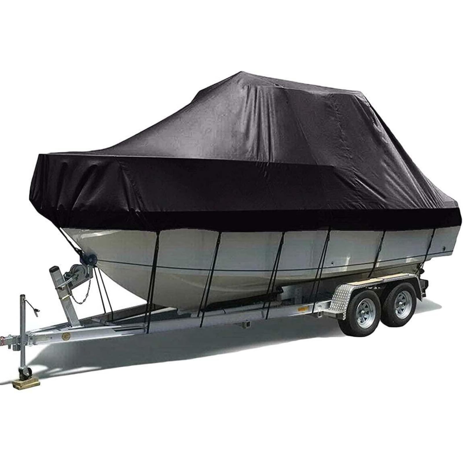 11-24ft Bootsabdeckung, wasserdichte Oxford-Stoff-Bootsabdeckung 300D Bootsabdeckung for V-Rumpf-Fischerboot(Black,530x290cm) von DWSSX