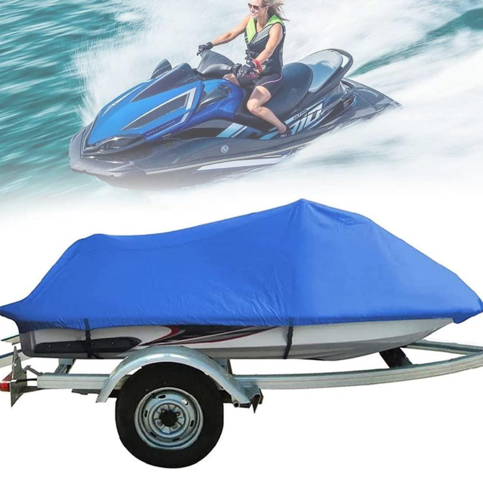 Boat Cover, Waterproof 210d Oxford Cloth Boat Cover, Boat Cover for Yacht V Hull Rowing Boat Inflatable Boat(Blue,13ft) von DWSSX