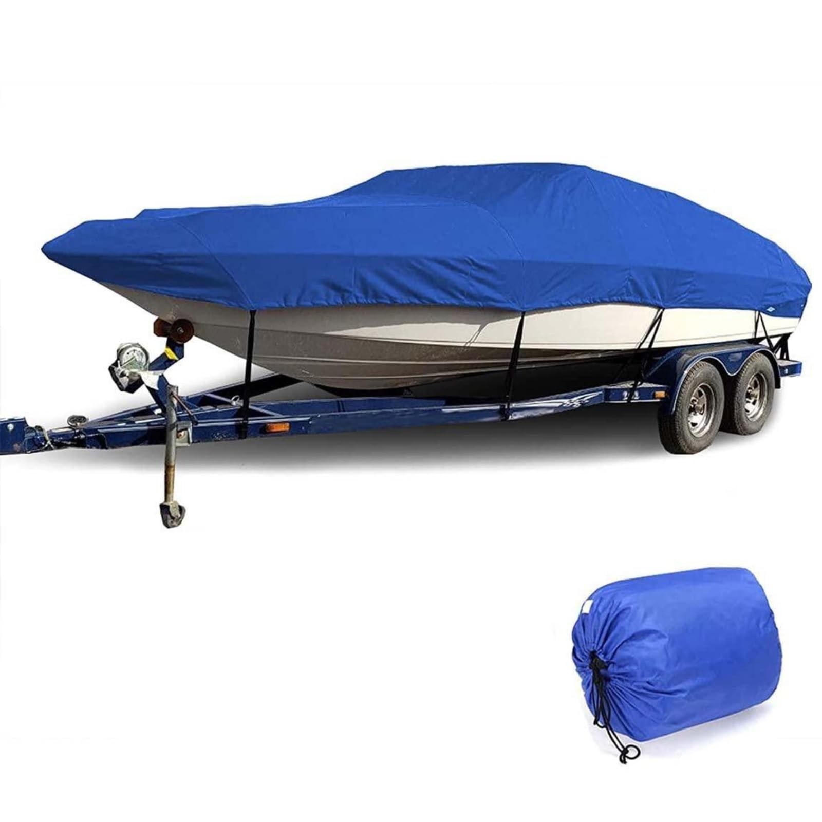 Boat cover420D Oxford Fabric Boat Cover 13-27ft Waterproof Boat Cover, for V-Hull, Rowing Boat, Fishing Boat(Blue,13ft) von DWSSX