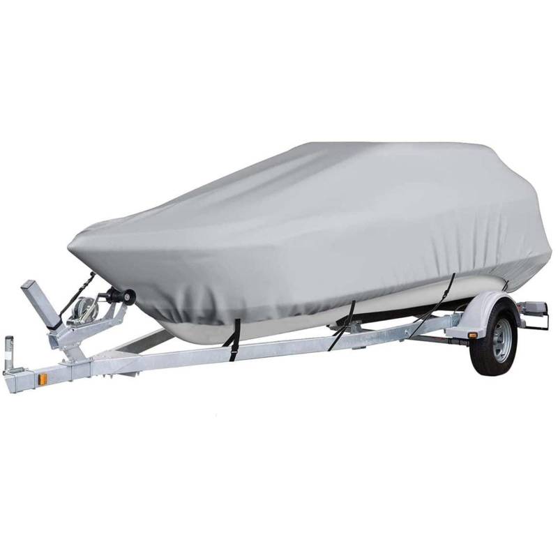 Waterproof Boat Tarpaulin, Boat Cover 420D Oxford Cloth Premium Boat Tarpaulin for V-Hull, Rowing Boat, Fishing Boat(Grey,21to24ft/732x300cm) von DWSSX