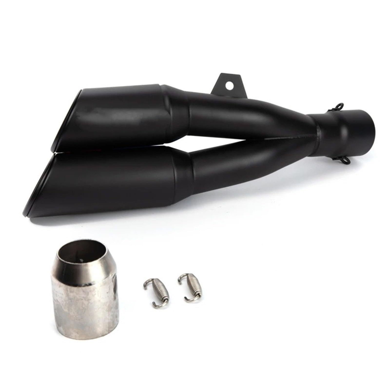 Für Kawasaki Für Ninja 300 Für MT07 Für CBR300R Universal Motorrad Doppel Loch Auspuffrohr Schalldämpfer Motorrad Auspuff Mittelrohr Pipe Exhaust(3) von DWTNMEX