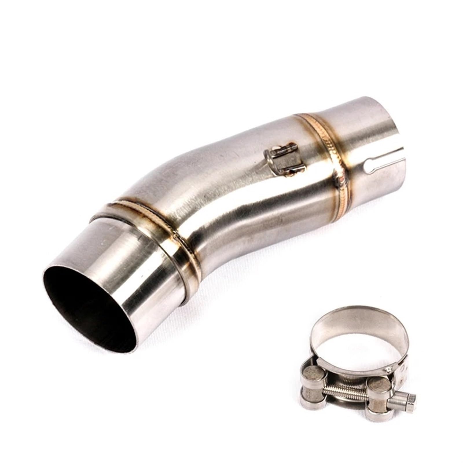 Für Kawasaki Für Ninja 400 Für Z400 Für Z250 51mm Tubo De Escape Schalldämpfer System Zubehör Motorrad Auspuffrohr Mitte Link Motorrad Auspuff Mittelrohr Pipe Exhaust(Steel-Silver 1) von DWTNMEX