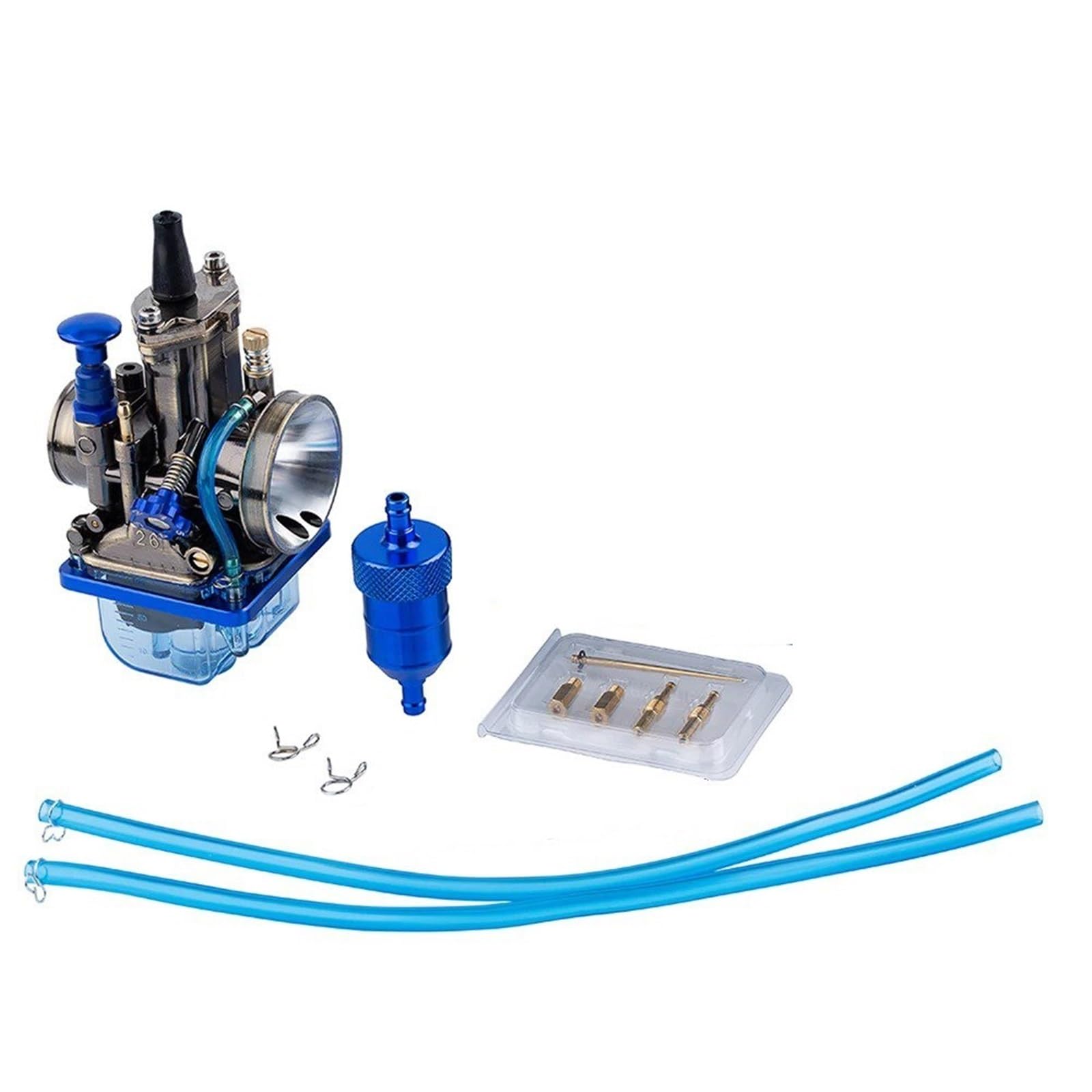 Für Mikuni Für Jet Für PWK 21 24 26 28 30 32 34mm Motorrad Modifizierte Teile Vergaser Power Motocross Flache Vorhang Vergaser Kraftstoff System Vergaser Ersatz vergaser(Blue 26mm) von DWTNMEX