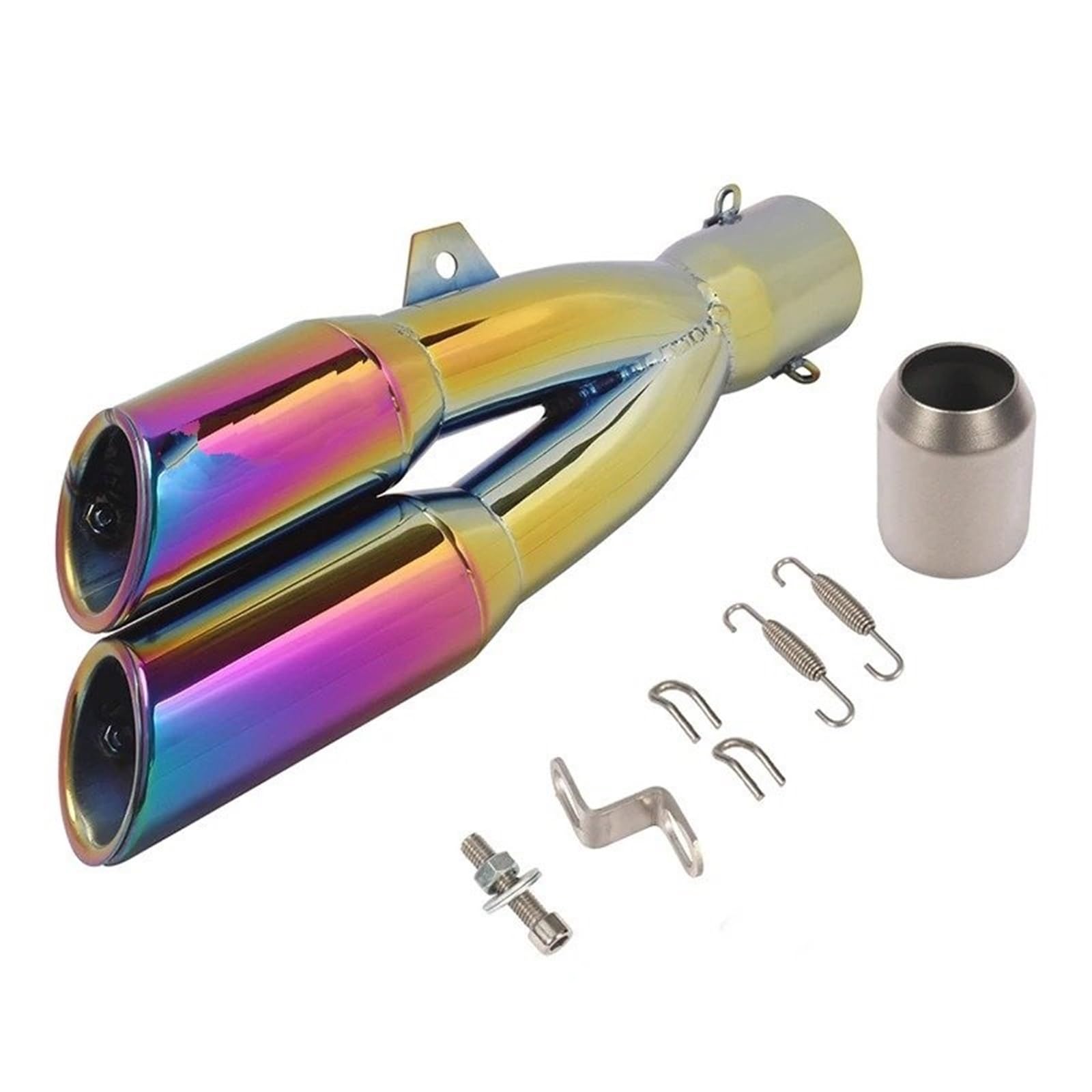 Für NInja400 Für S1000RR Für CBR1000R Motorradauspuff 36-51mm Modifizierter Schalldämpfer Doppelauslass-Endrohr-Verbindungsrohr Motorrad Auspuff Mittelrohr Pipe Exhaust(B) von DWTNMEX