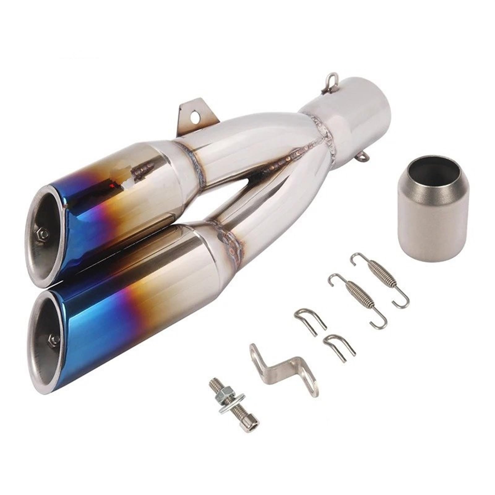 Für NInja400 Für S1000RR Für CBR1000R Motorradauspuff 36-51mm Modifizierter Schalldämpfer Doppelauslass-Endrohr-Verbindungsrohr Motorrad Auspuff Mittelrohr Pipe Exhaust(E) von DWTNMEX