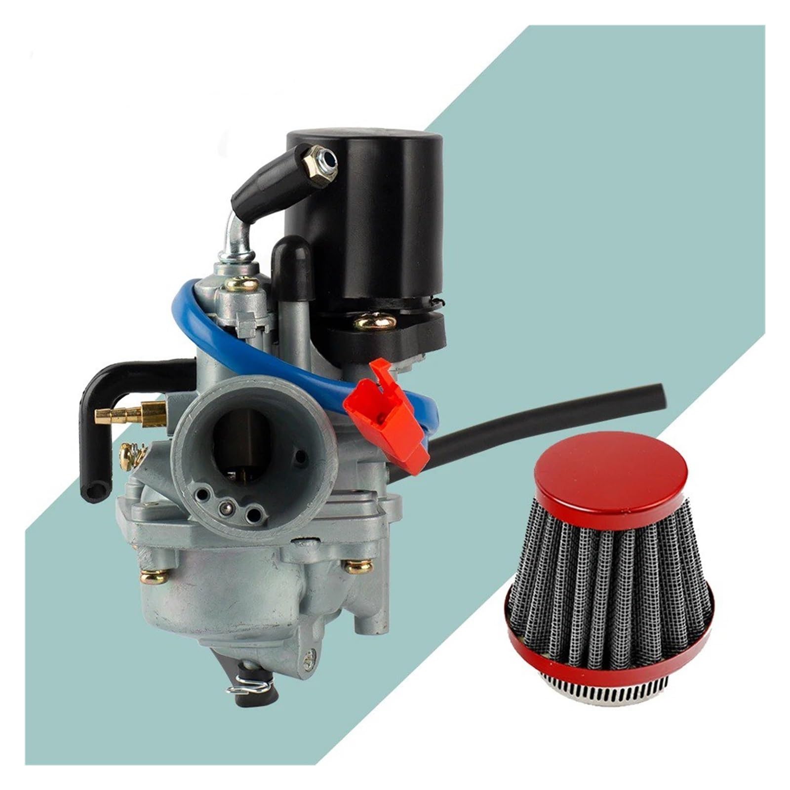 Für PZ19J 19mm 2 Hub Für Jog50 Vergaser Für Jog 50 50cc Für JOG90 Motorrad Roller Vergaser Mit Luftfilter Kraftstoff System Vergaser Ersatz vergaser(Set red) von DWTNMEX