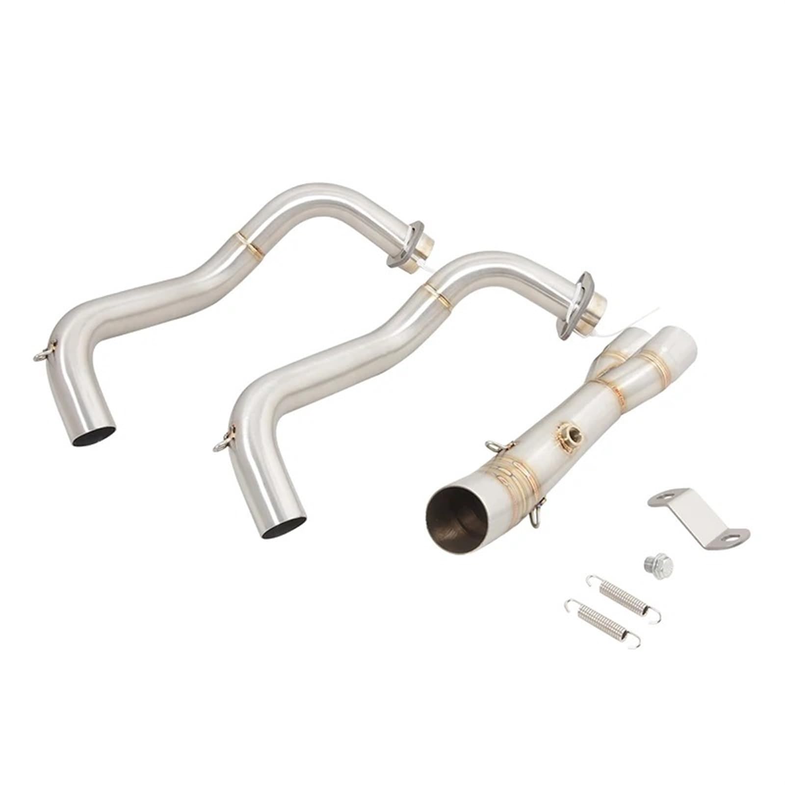 Für R7 Für MT07 Für FZ07 2021 2022 2023 Motorrad Volle Abgasanlage Header Link Rohr Motorrad Auspuff Mittelrohr Pipe Exhaust(Only Silver Pipe) von DWTNMEX