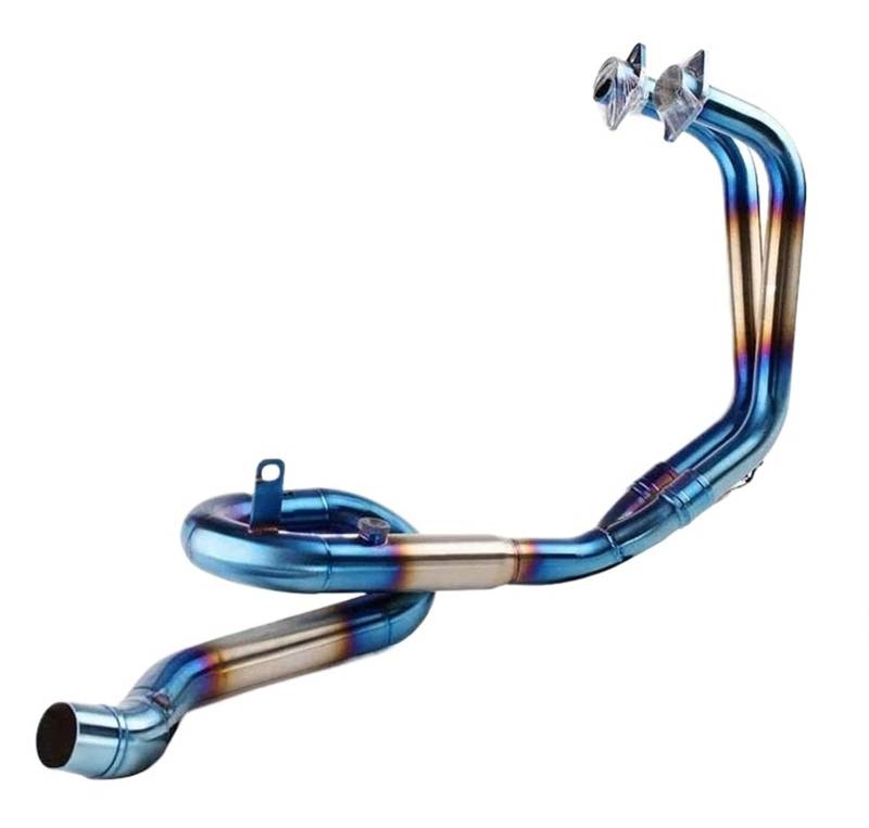 Für YZF Für R3 Für R25 Für MT03 2014-2021 Motorradauspuff Flucht Komplettsysteme Front Mittelverbindungsrohr Schalldämpfer Slip On Motorrad Auspuff Mittelrohr Pipe Exhaust(Stainless Steel-Blue) von DWTNMEX